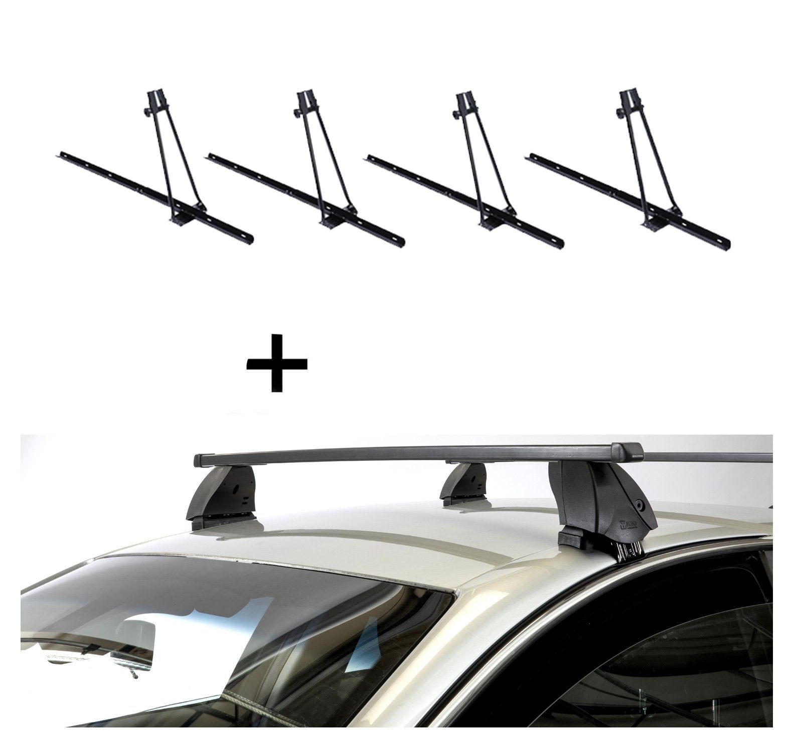VDP Dachträger (Für Ihren Subaru Trezia (5Türer) ab 11, Fahrradträger und Dachträger im Set), 4x Fahrradträger ORION + Dachträger K1 MEDIUM kompatibel mit Subaru Trezia (5Türer) ab 11 | Dachgepäckträger
