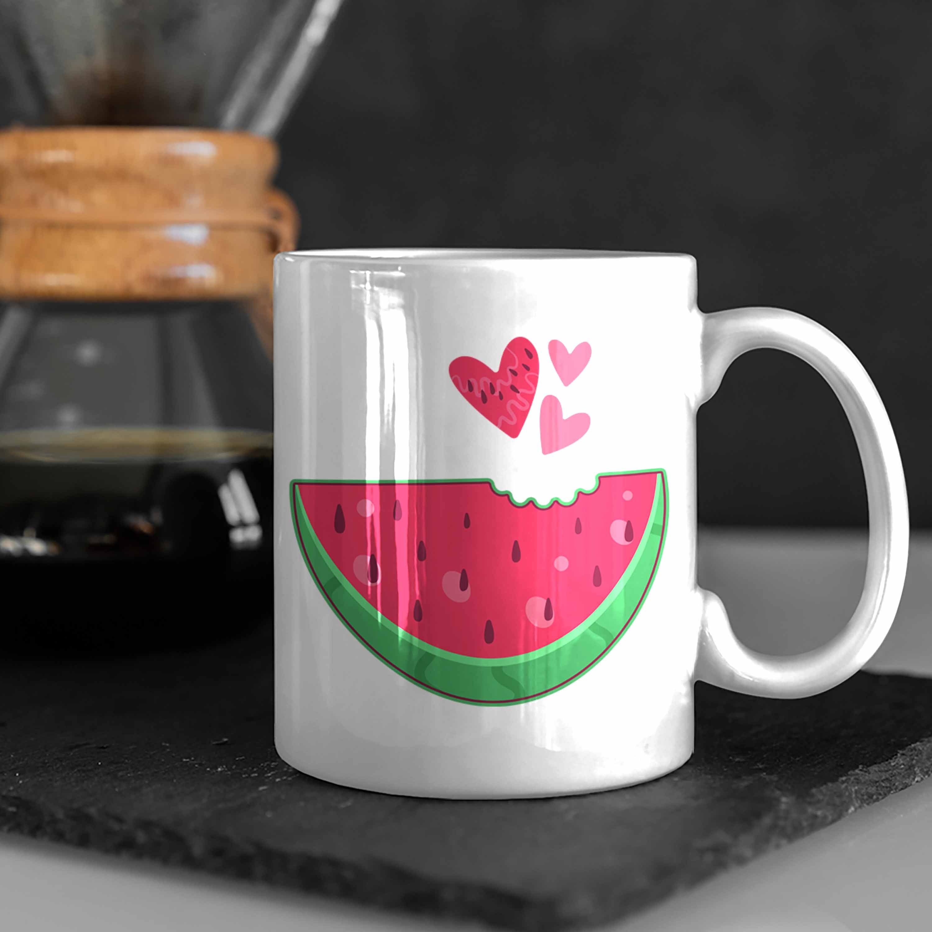 Geschenkidee - Grafik Trendation Trendation Tasse Melonen-Liebhaber Sommer Tasse Melone Weiss Geschenk