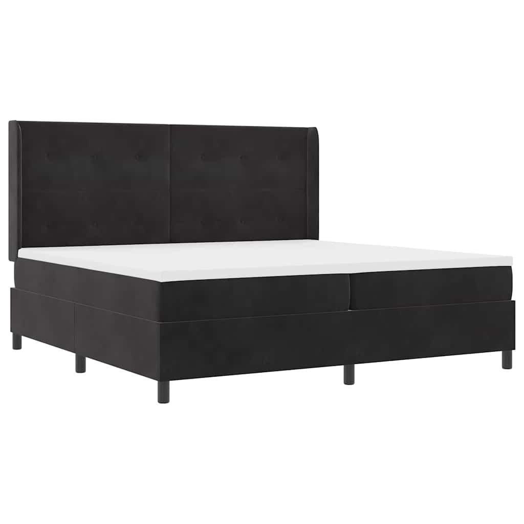 Bett Boxspringbett mit LED-Lichtleisten Schwarz 200 x 200 cm Samt