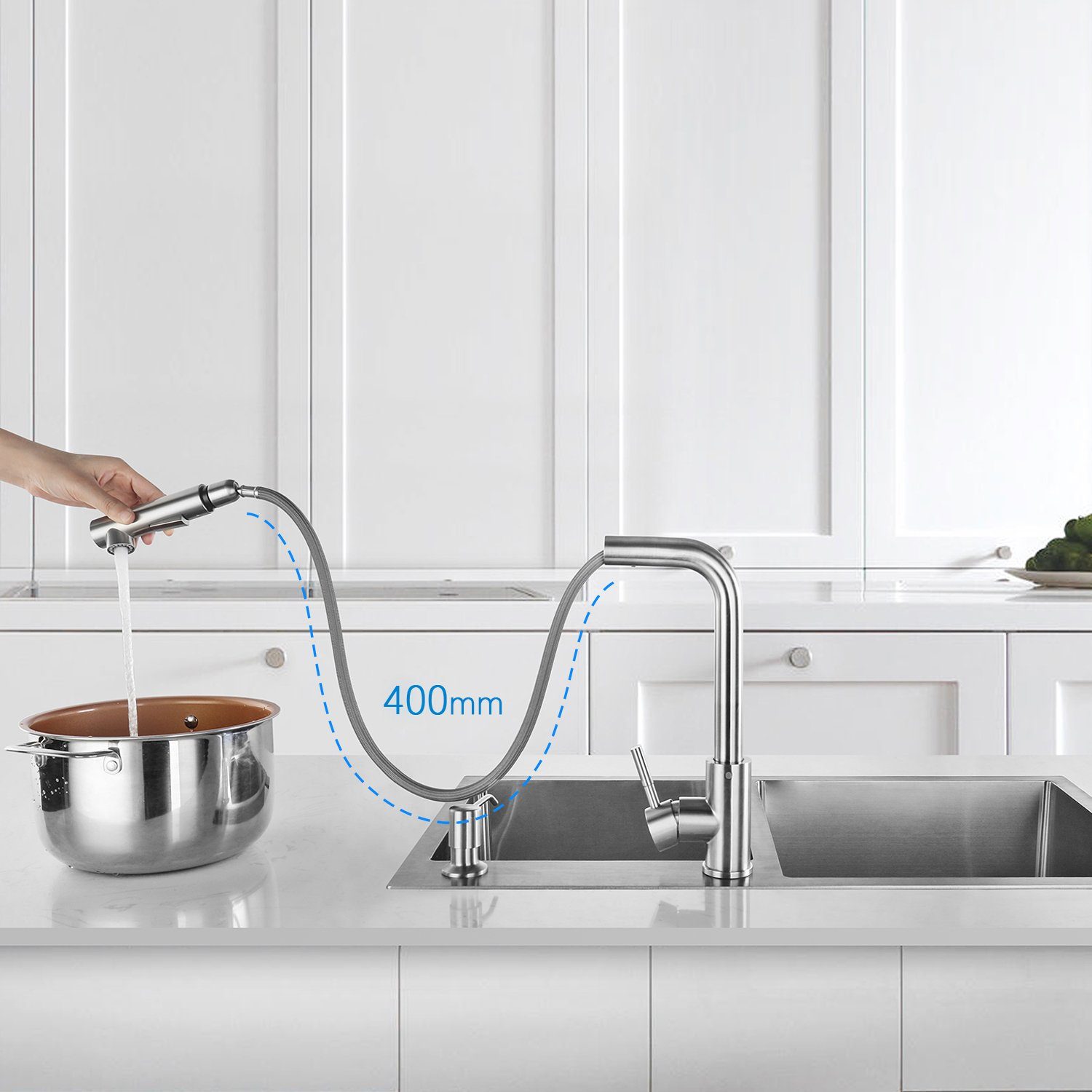 CECIPA Küchenarmatur Küche ausziehbar Ausziehbar Mit Strahlarte ‎wasserhahn Hochdruck 2 Wasserhahn kueche
