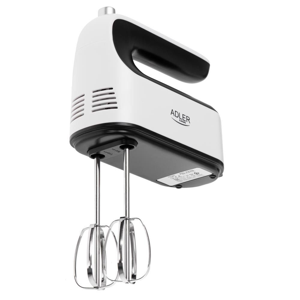 Adler Handmixer AD 4229, 9 Geschwindigkeiten, Turbo Funktion, Knethaken, weiß, schwarz