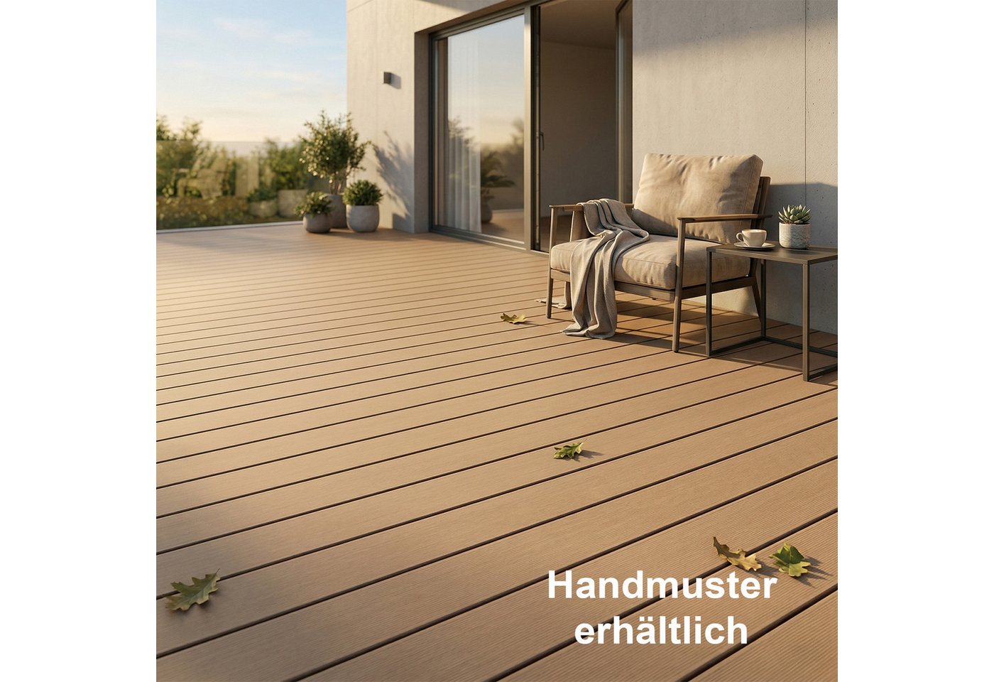 Woodstore24 Terrassendielen WoodoRhodos WPC Diele für Terrasse und Balkon mit Clipsystem, (Bodenbelag Komplettset mit Unterkonstruktion, Clip-Befestigung, 2,4m L x 12cm B x 2cm Stärke, in grau, anthrazit oder braun), Holzoptik, Klicksystem, Außenbereich,