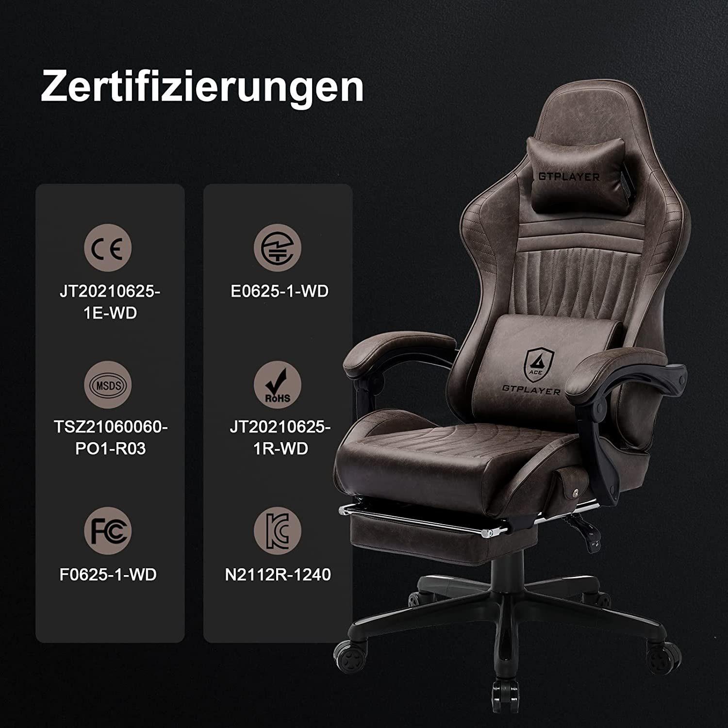 GTPLAYER Gaming-Stuhl ergonomischer Bürostuhl mit HIFI Stereo Lautsprecher, Verbindungsarmlehen beeindrukende Klang-atmosphäre – Bild 4 von 5