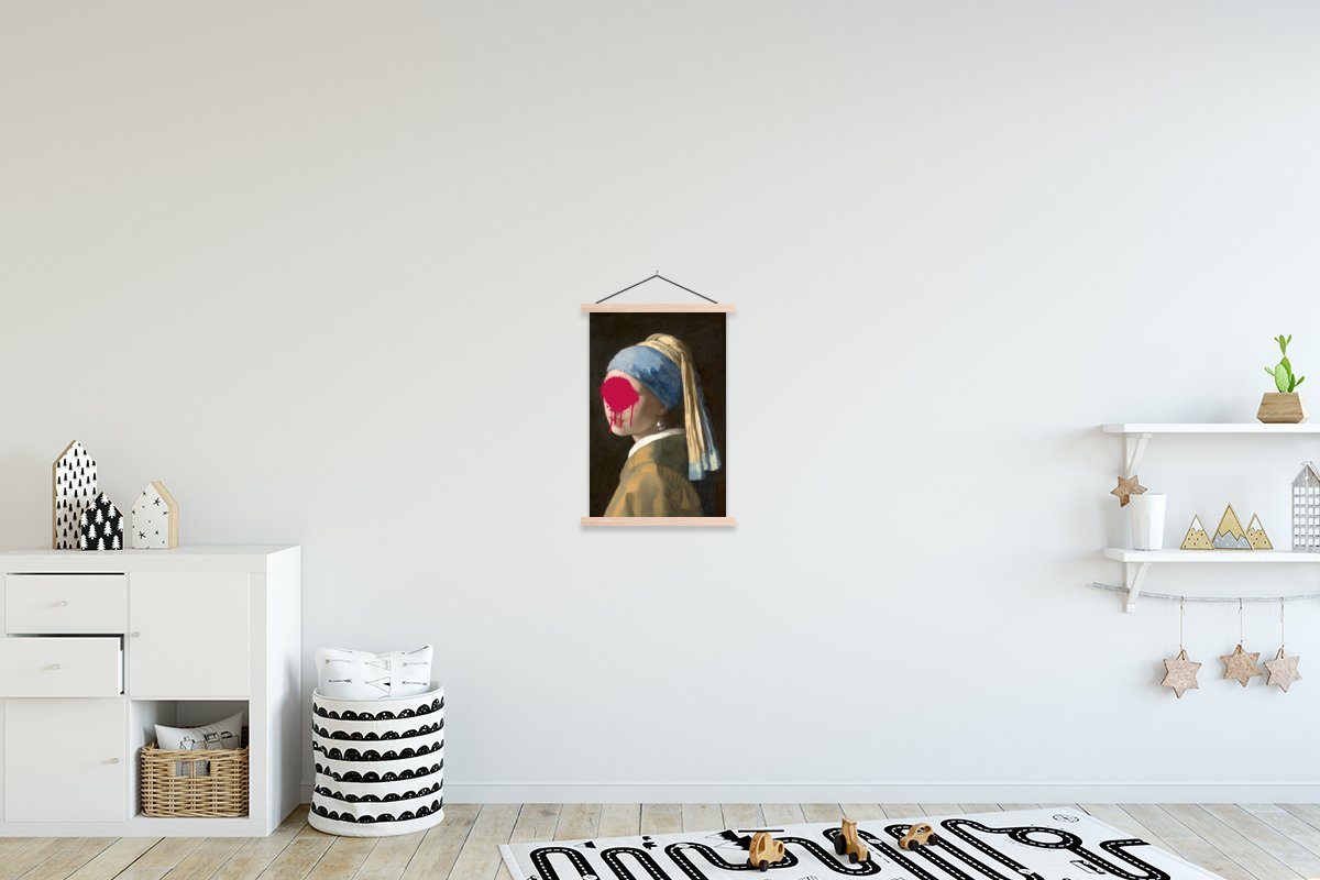 St), Bilderleiste, Vermeer Magnetisch - (1 Wohnzimmer, Perlenohrring dem für Das Poster Textilposter MuchoWow - Posterleiste, mit Mädchen Johannes Rosa,