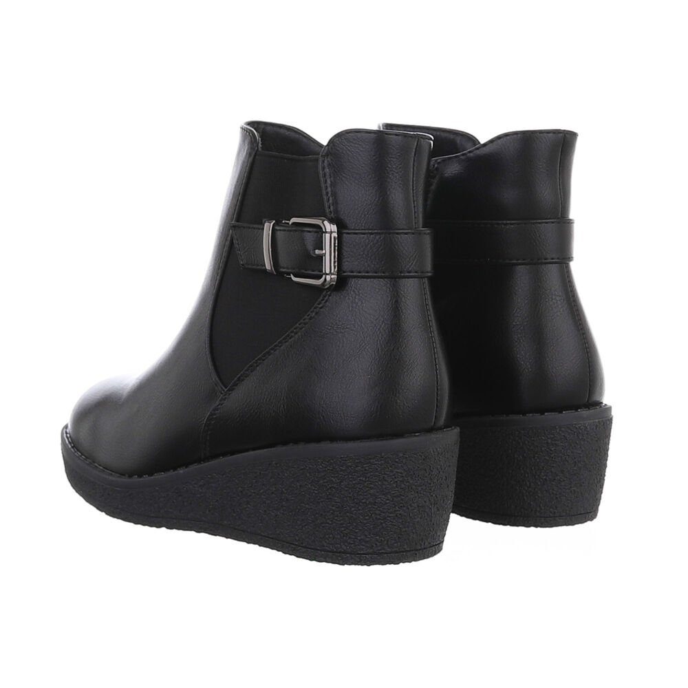 Ital-Design Damen Freizeit Keilstiefelette Keilabsatz/Wedge Keilstiefeletten in Schwarz