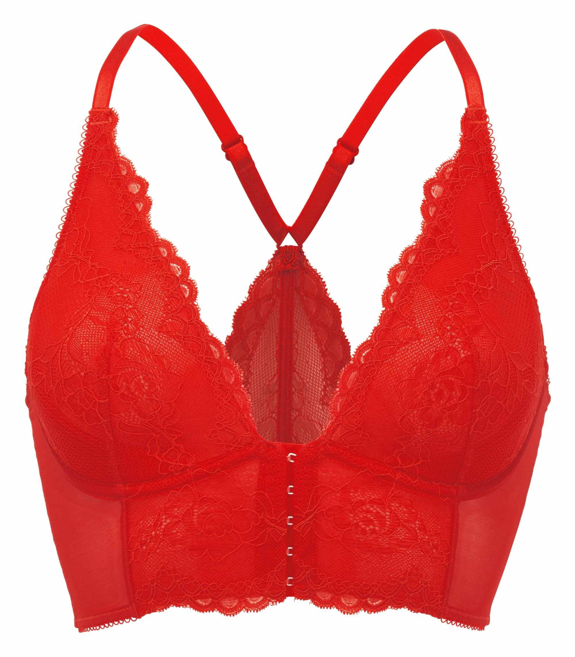 Gossard Longline-BH Lace Longline V-Bügel BH mit Frontverschluss Chilli Red 70 C (Longline BH, 1-tlg., Spitze/Netz)