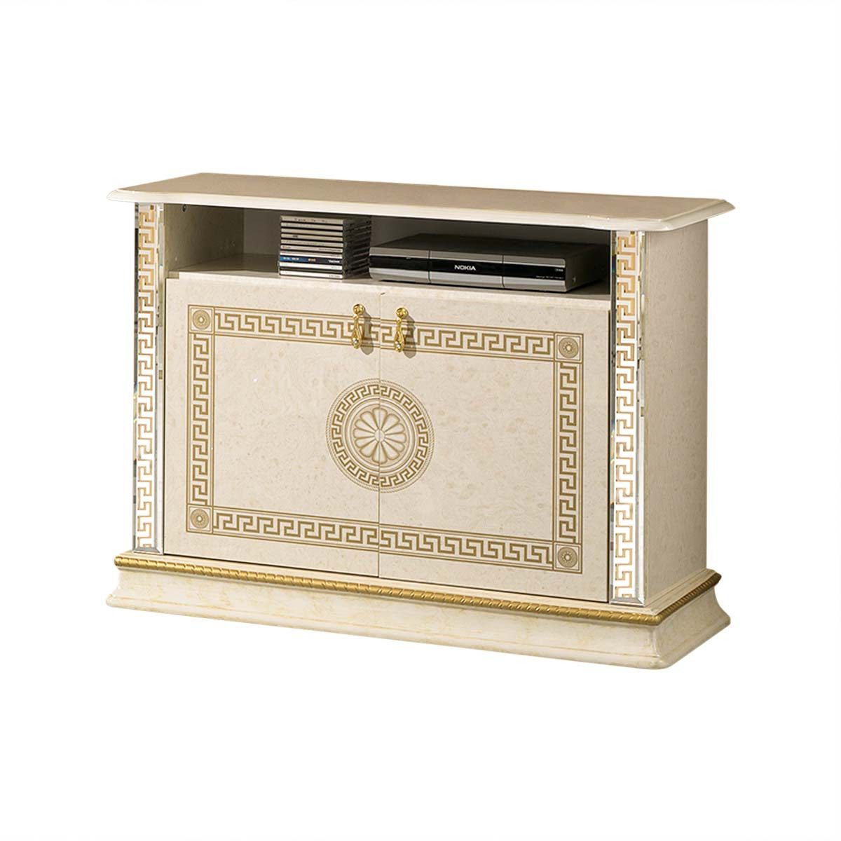 Interdesign24 TV-Board Venus (2-Türig, im Barock-Stil, mit Goldverzierungen), in Beige/Gold Hochglanz