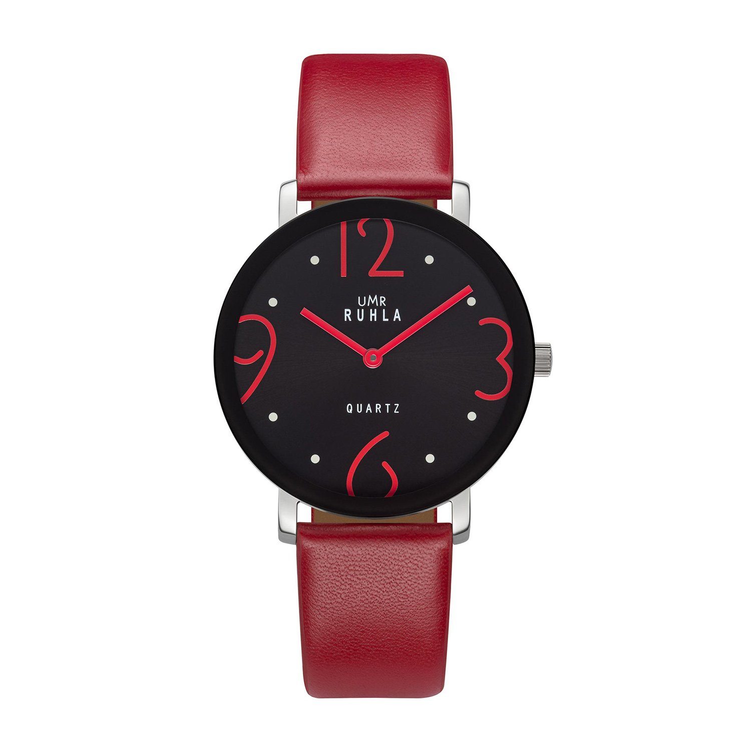 UMR Ruhla Quarzuhr Uhren Manufaktur Ruhla - Quarz-Armbanduhr - Lederband rot