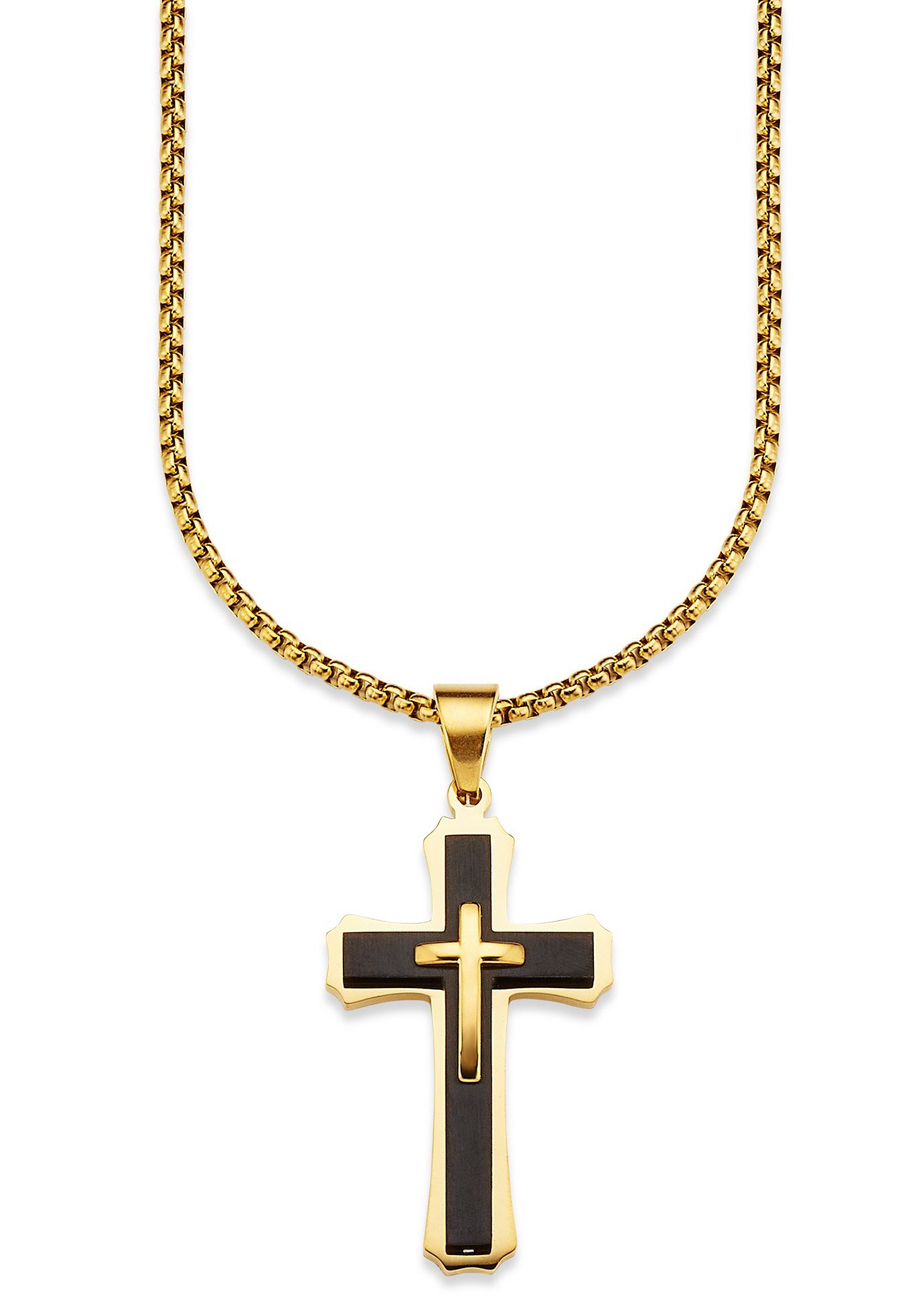 Bruno Banani Kette mit Anhänger Schmuck Geschenk Halskette Kreuz Venezianerkette