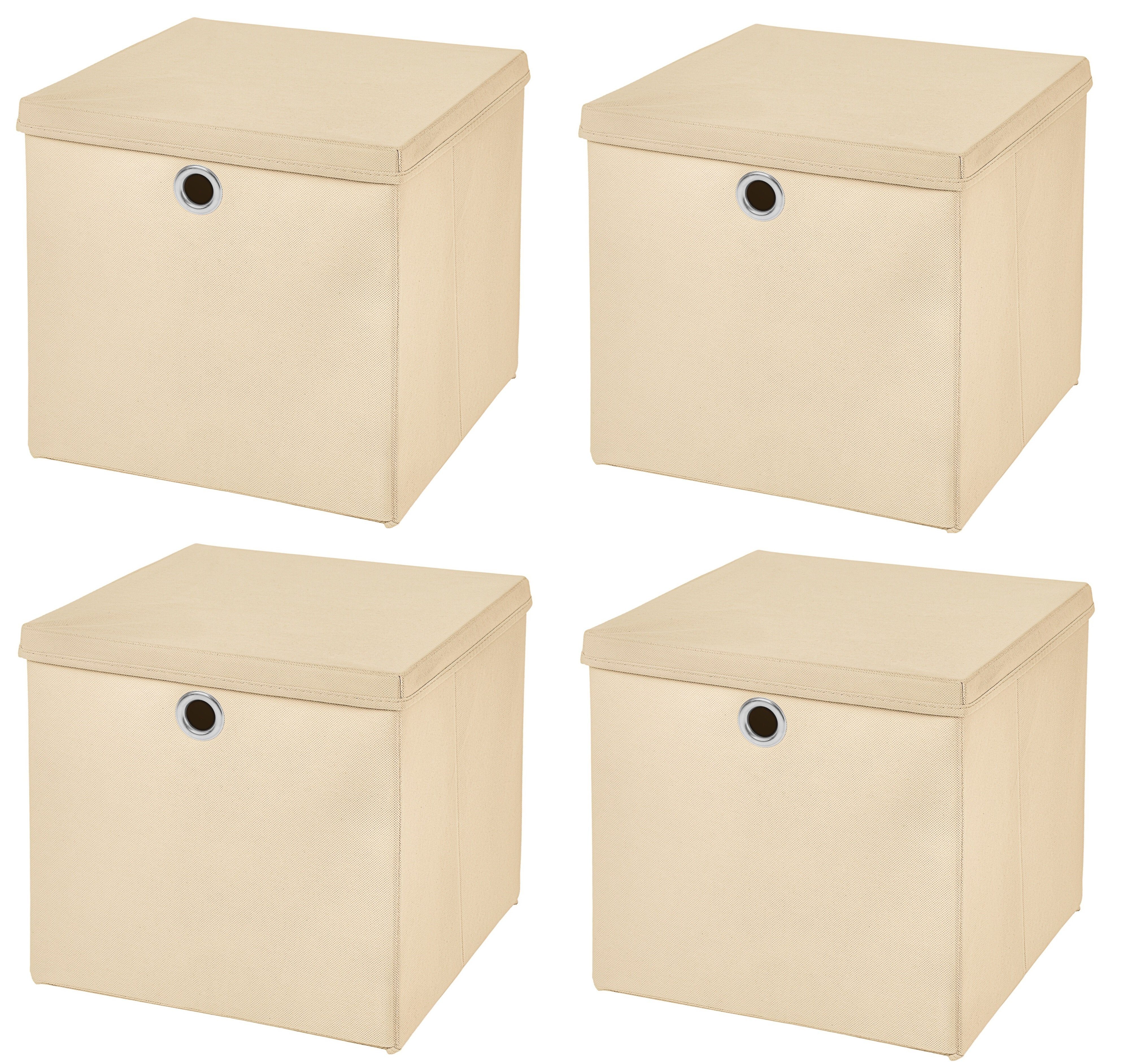 Faltbox 4 Stück 33 x 33 x 33 cm Faltbox mit Deckel Stoffbox Aufbewahrungsbox