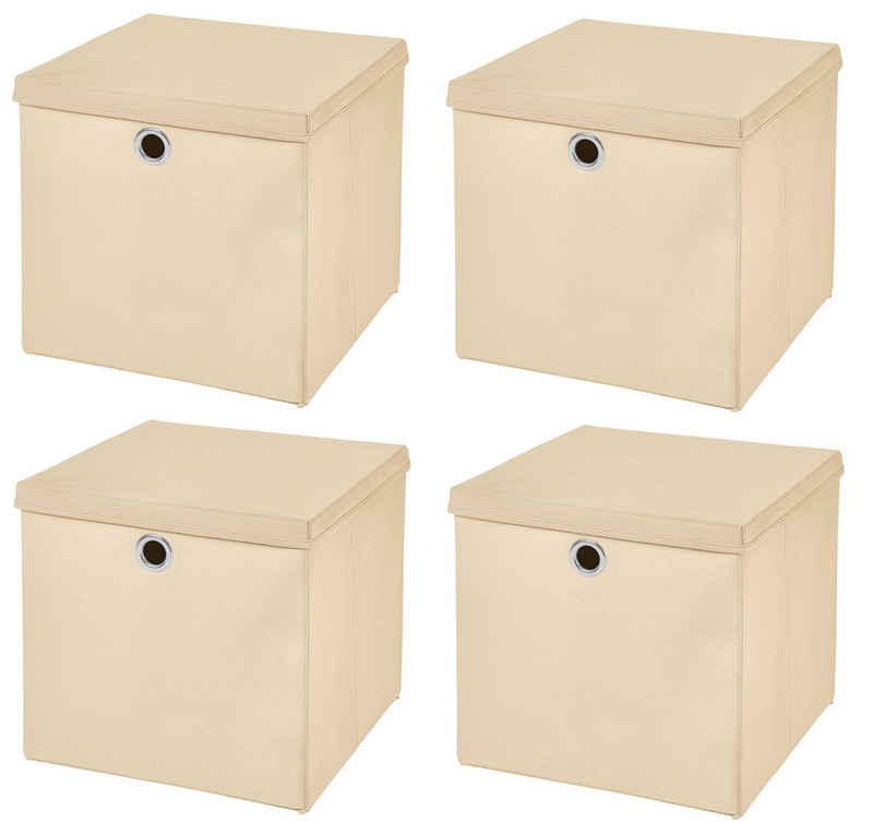 StickandShine Faltbox 4 Stück 33 x 33 x 33 cm Faltbox mit Deckel Stoffbox Aufbewahrungsbox (4er SET 33x33x33) in verschiedenen Farben 33cm