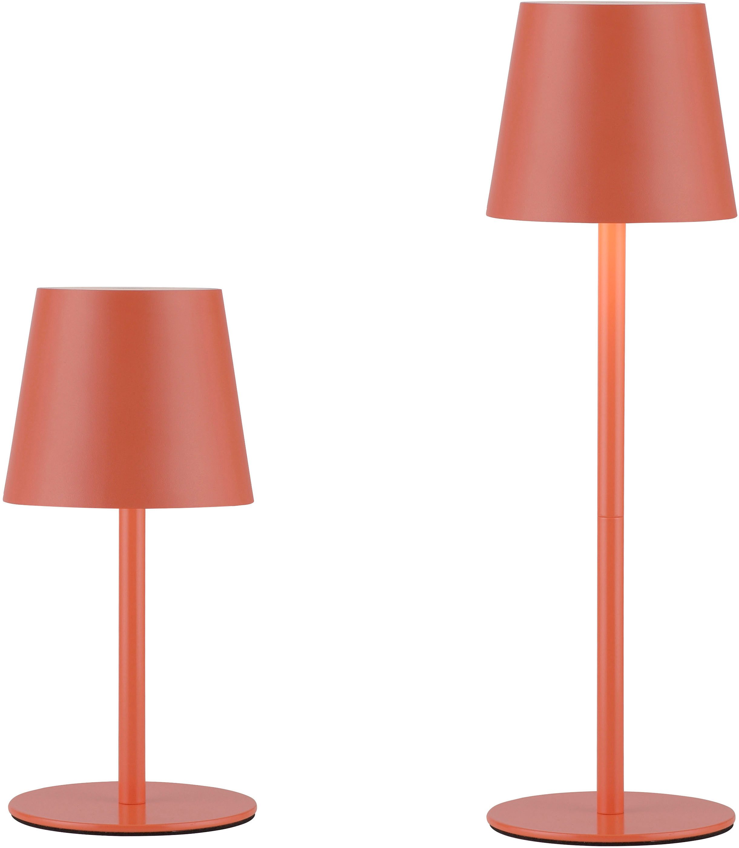 JUST LIGHT LED Tischleuchte EURIA, 2er Set, Dimmfunktion, Memory, nach Trennung vom Netz, LED fest integriert, Warmweiß, LED Akku Tischlampe