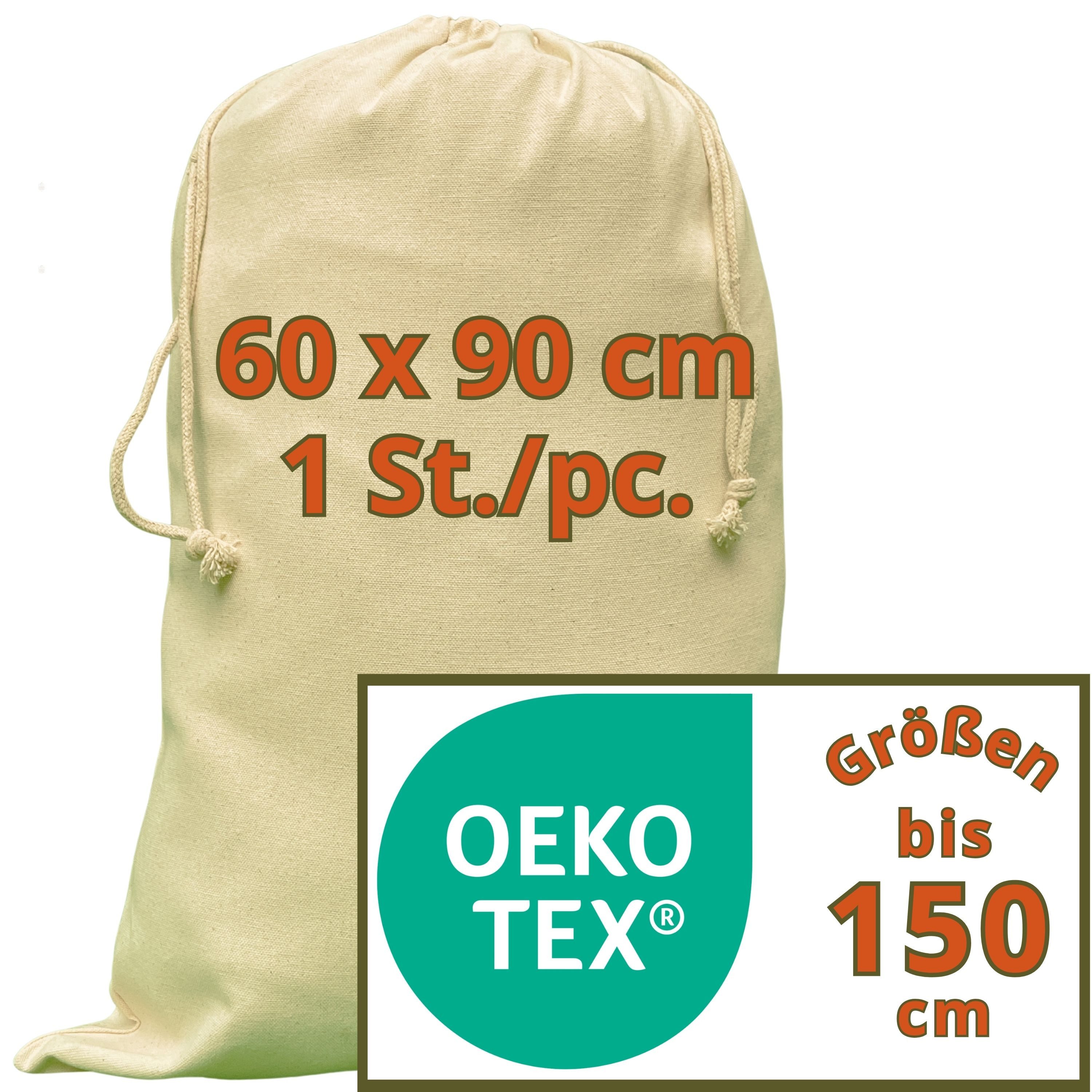 WIESEN.design Wäschesack Baumwollbeutel - 280 g/m² OEKO-TEX® zertifizierte Heavy-Duty Baumwolle (Set, 1 St., kostenfreier Versand - Stoffbeutel mit beidseitigen Kordelzug), gratis Lieferung
