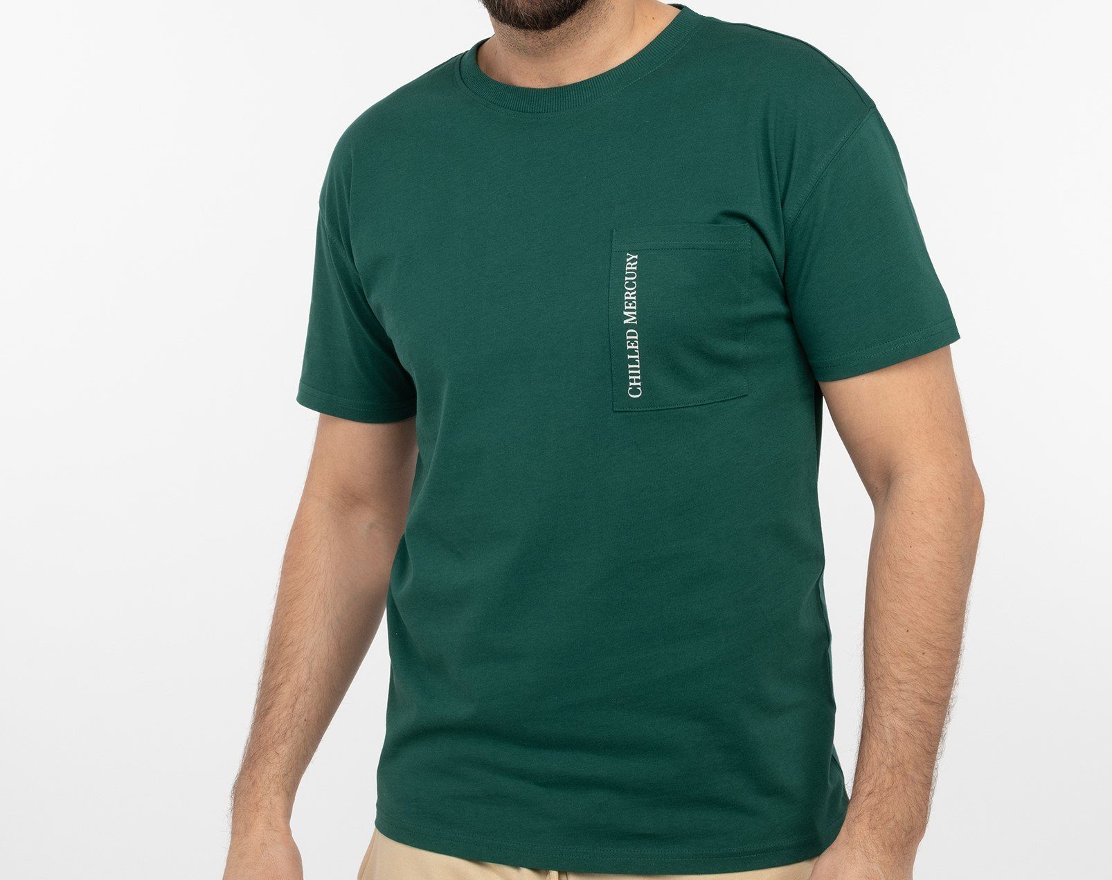 Chilled Mercury T-Shirt Baumwolle Freizeit Rundhals Shirt/ mit Brusttasche Grün
