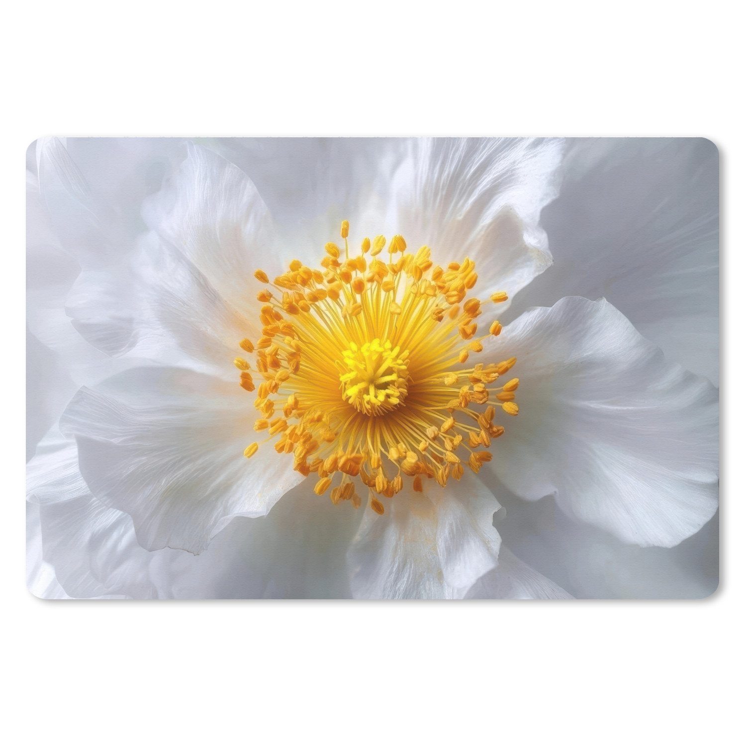 MuchoWow Mauspad Weiß - Blume - Elegant (1-St), Mauspad XXL, Schreibtischunterlage groß, Gaming Setup, 90x60 cm