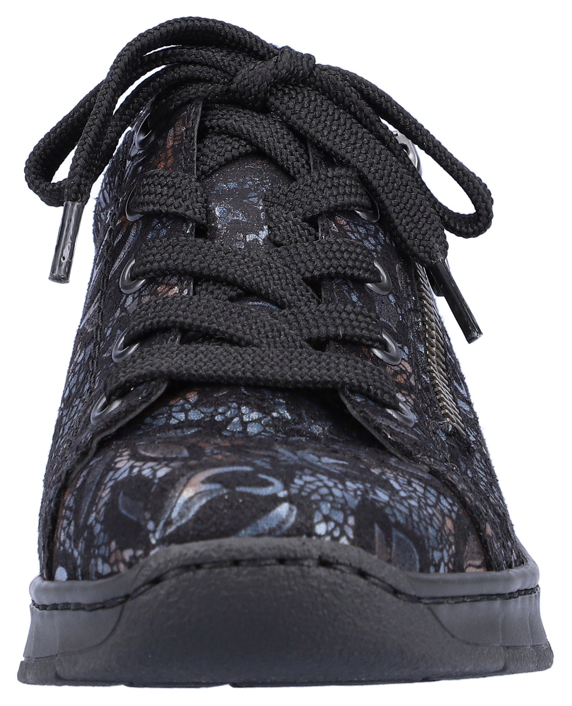 Rieker floralem Druck mit schwarz-metallic Wedgesneaker