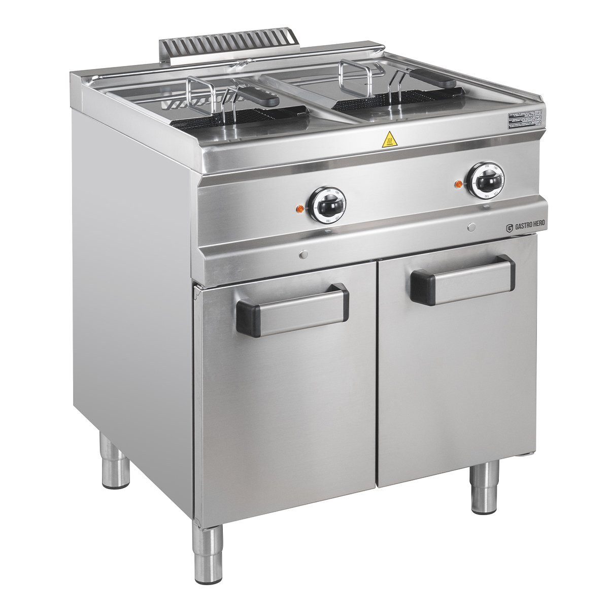GastroHero Fritteuse Elektro Doppel Fritteuse 2x13 Liter 18 kW Edelstahl Gastro, 18000 W, Sicherheitsthermostat, Ölablasssystem, abnehmbare Reinigungsteile