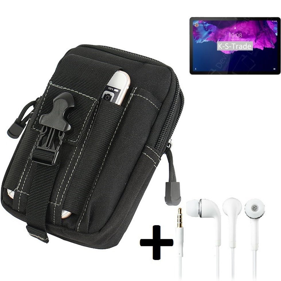 K-S-Trade Handyhülle für Lenovo Tab P11, Gürteltache + Kopfhörer Gürtel Tasche Holster Schutz Hülle