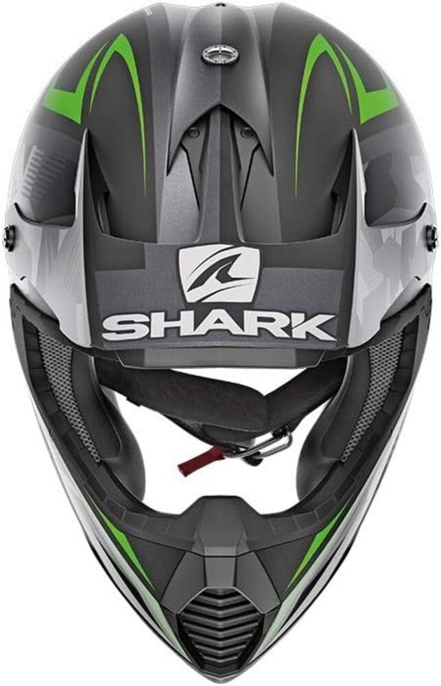 SHARK HELMETS Motorradhelm Shark Crosshelm Varial Replica Tixier KGA, Schwarz Anthr. Grün, Gr. M, Replica Tixier