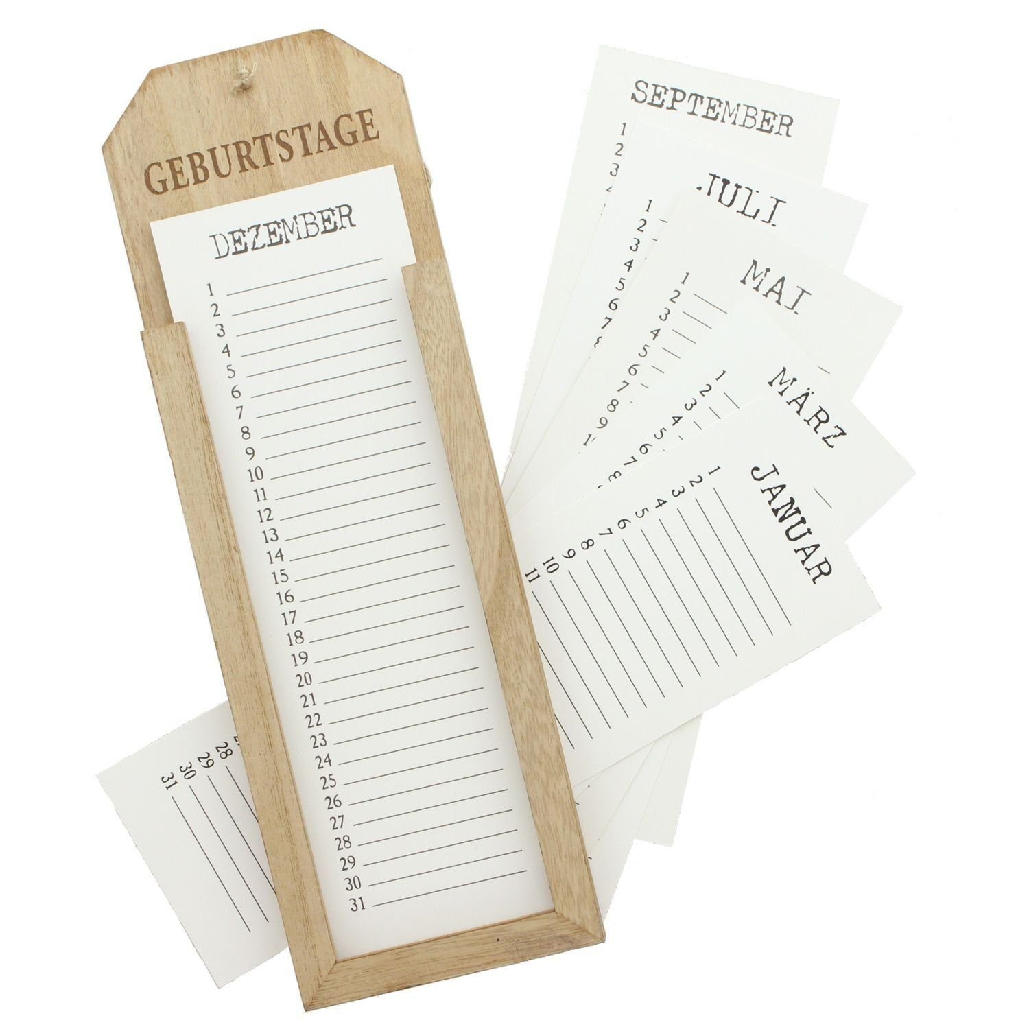 Home-trends24.de ewige Kalender Geburtstagskalender Memoboard Kalender Geburtstage Holz Dauer