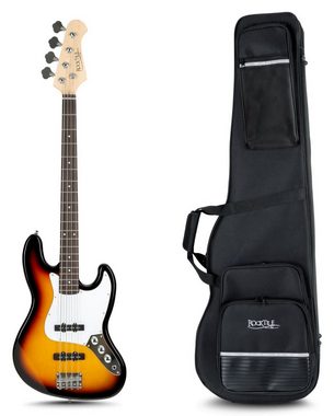 Rocktile E-Gitarren-Koffer Leichtkoffer für E-Bass - Hochwertige Thermopolsterung, Verstellbare Rucksackgurte
