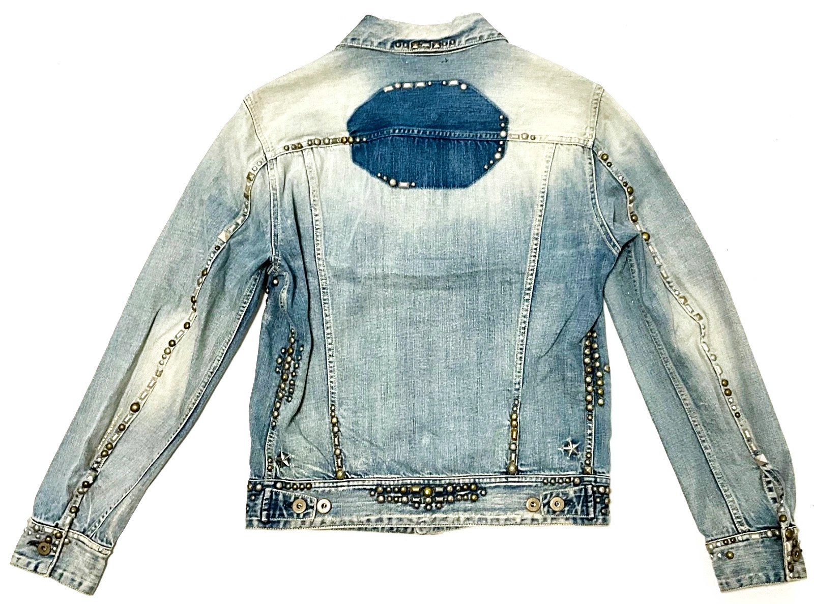 Replay Jeansjacke Replay Jeans Herren Jacken, REPLAY MENS BLUE ISSUE JEANS JACKET Stehkragen, Nietenbesatz, Patches