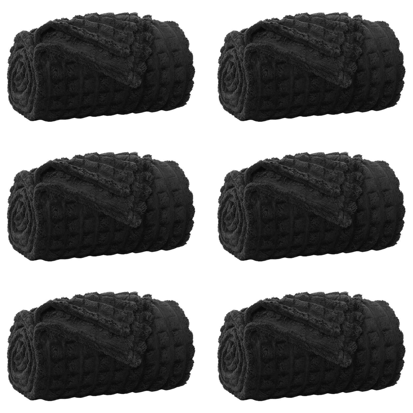 vidaXL Bettüberwurf Wohndecken 6 stk. Schwarz 95 x 220 cm 2.75 kg Fleece
