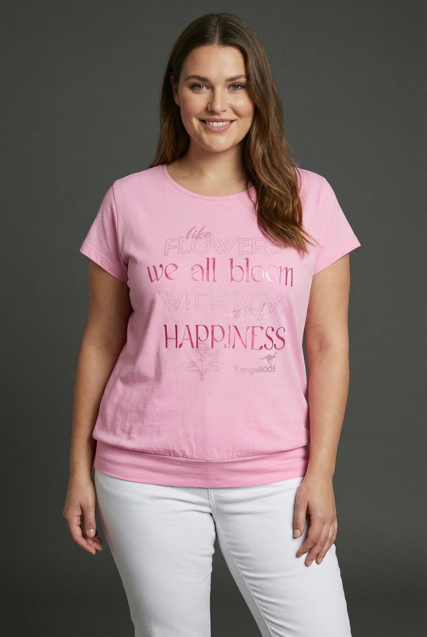 KangaROOS T-Shirt Figurumspielende Passform, breiter Bund am Saum, große Größen