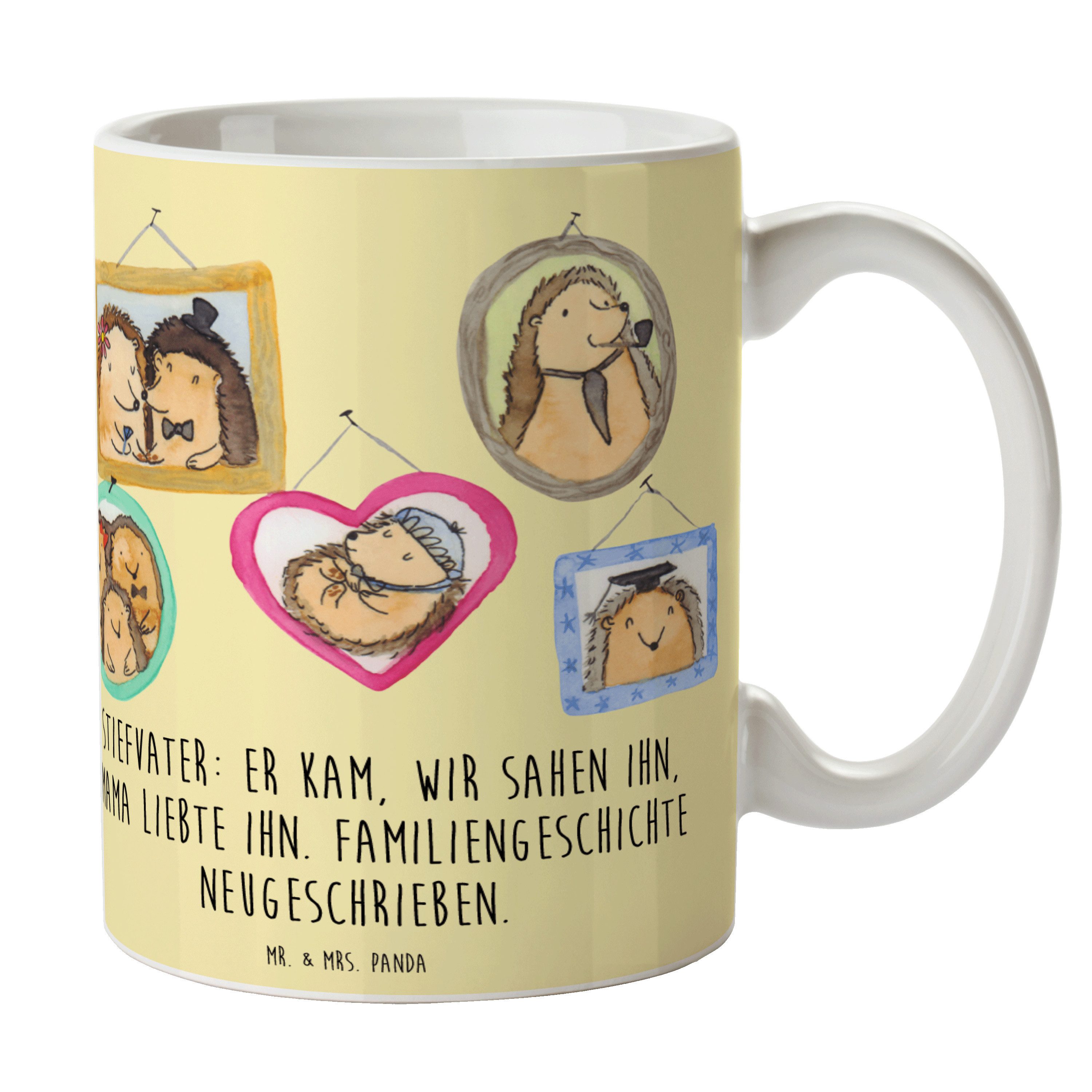 Mr. & Mrs. Panda Tasse Stiefvater Liebe, Kaffeetasse, Gelb Pastell, Kaffeebecher, Keramiktas, Keramik, Kaffeetasse Kaffeebecher tasse für büro