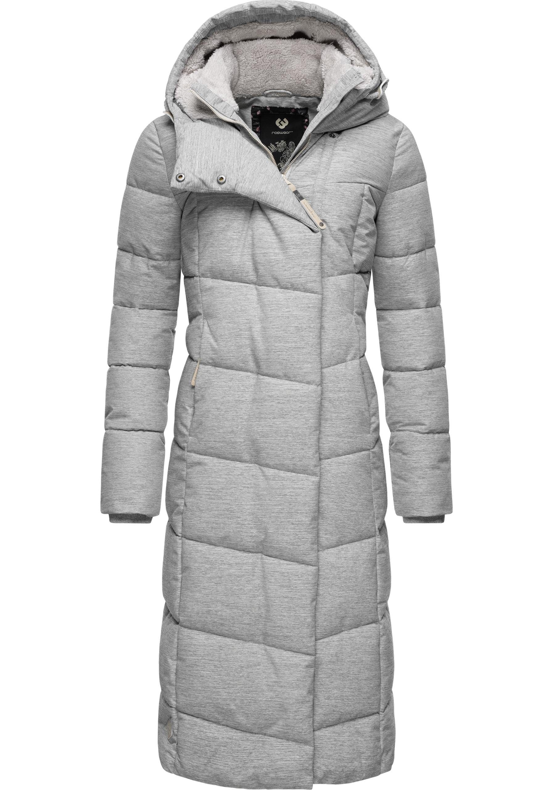 Ragwear Wintermantel Pavla Long extralanger Winterparka mit Teddyfutter und Kapuze