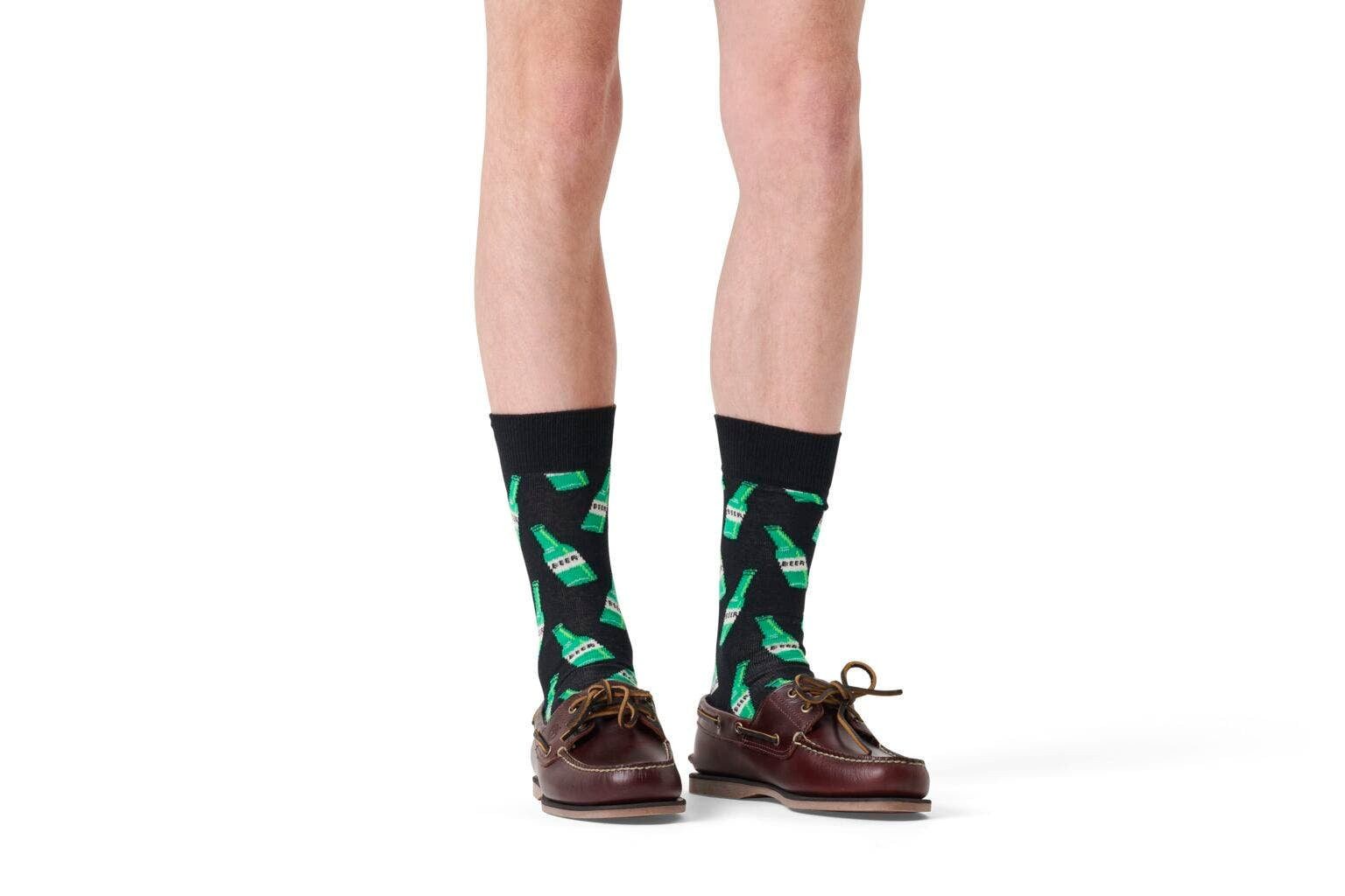 Happy Socks Socken Tagessocke Crew Beer schwarz/grün - 1 Paar