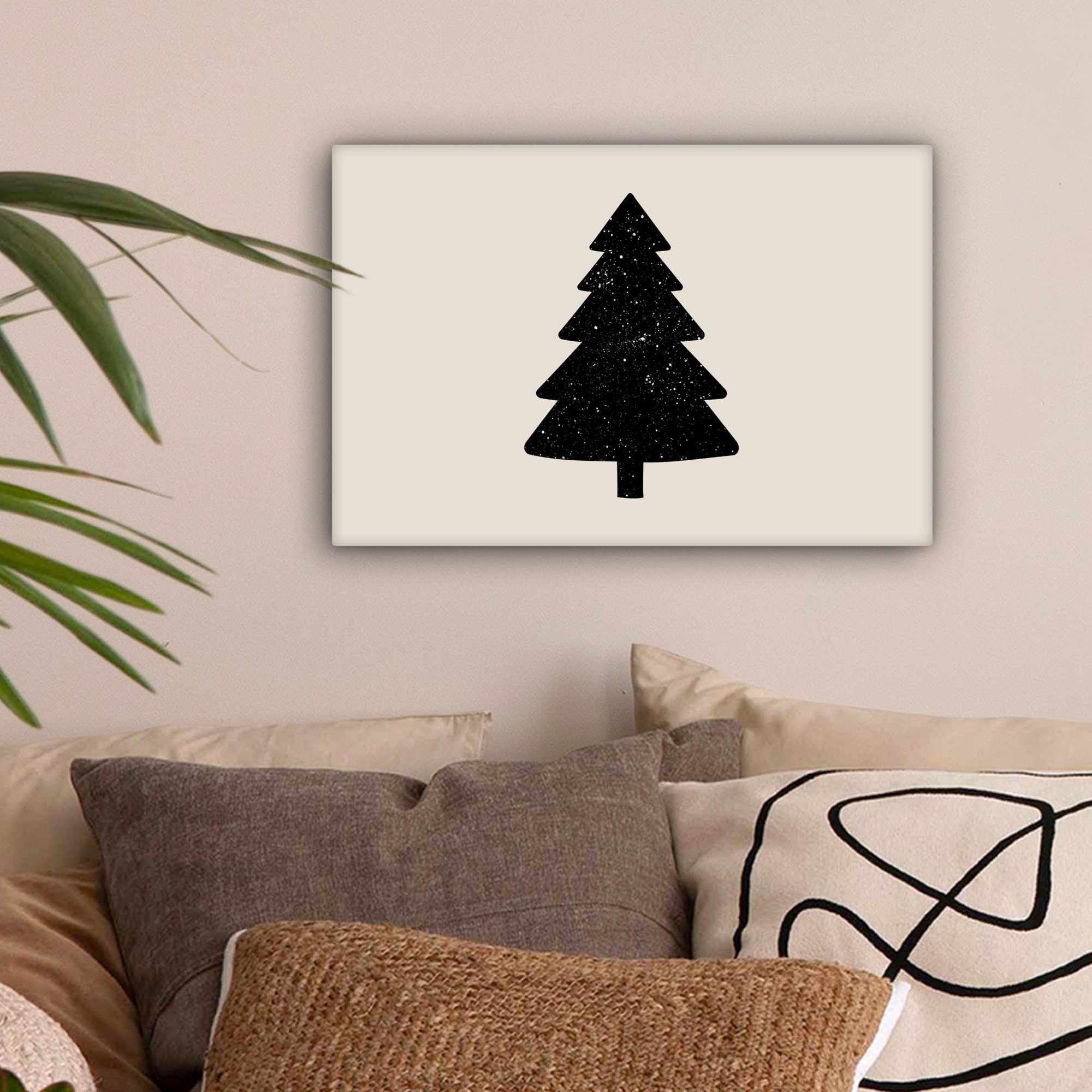 OneMillionCanvasses® Leinwandbild Weihnachtsbaum - Schwarz - Urlaub - Beige günstig online kaufen