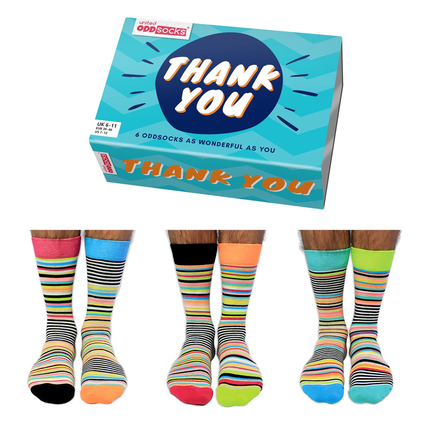 United Oddsocks Freizeitsocken Thank You Danke Oddsocks Socken in 39-46 im 6er Set