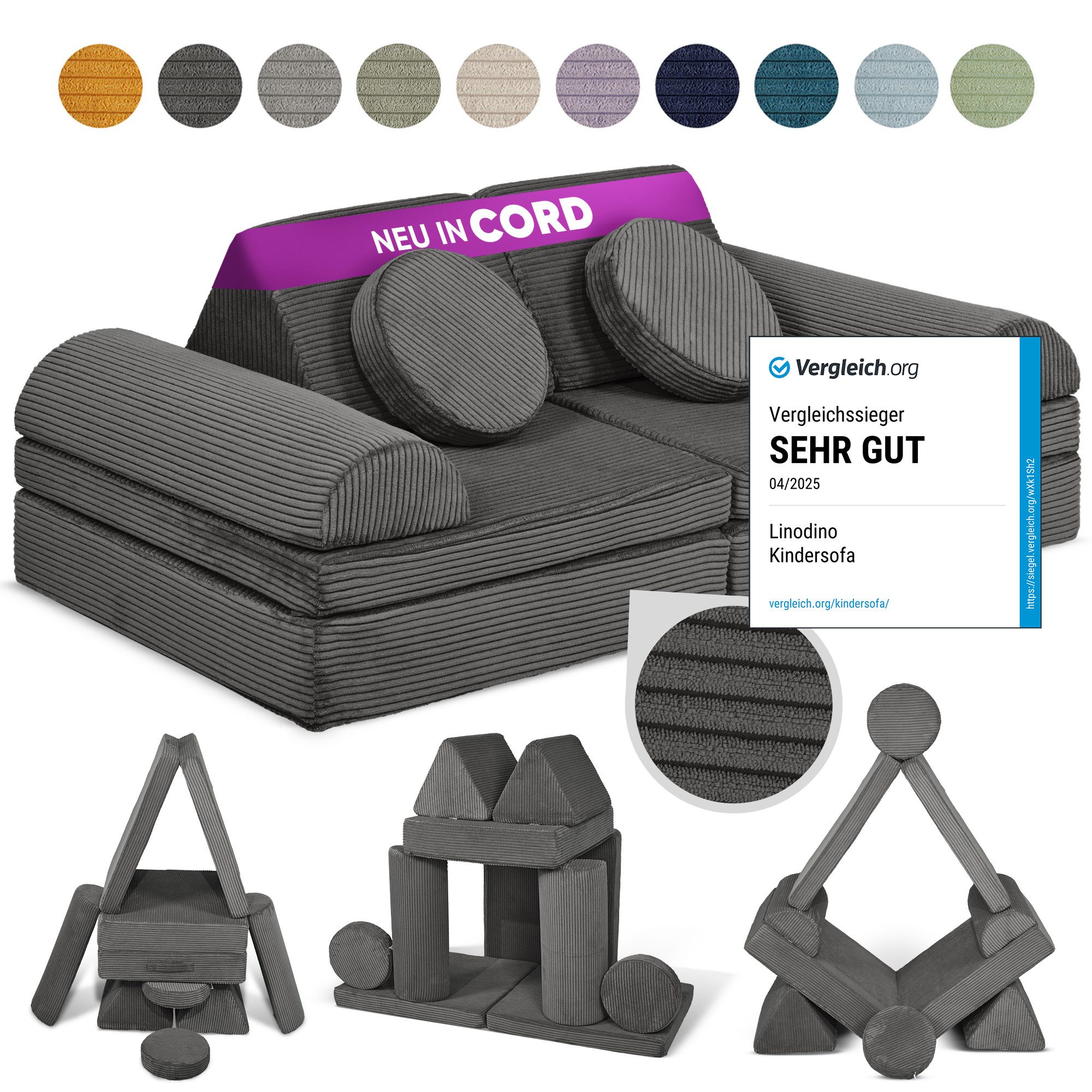 Linodino Kindersofa Spielsofa I Schaumstoff Stapelsteine günstig online kaufen