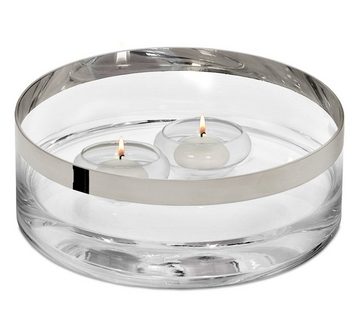EDZARD Teelichthalter Iris (4er-Set), Schwimm-Teelichthalter aus Kristallglas, Höhe 4 cm, Ø 8 cm