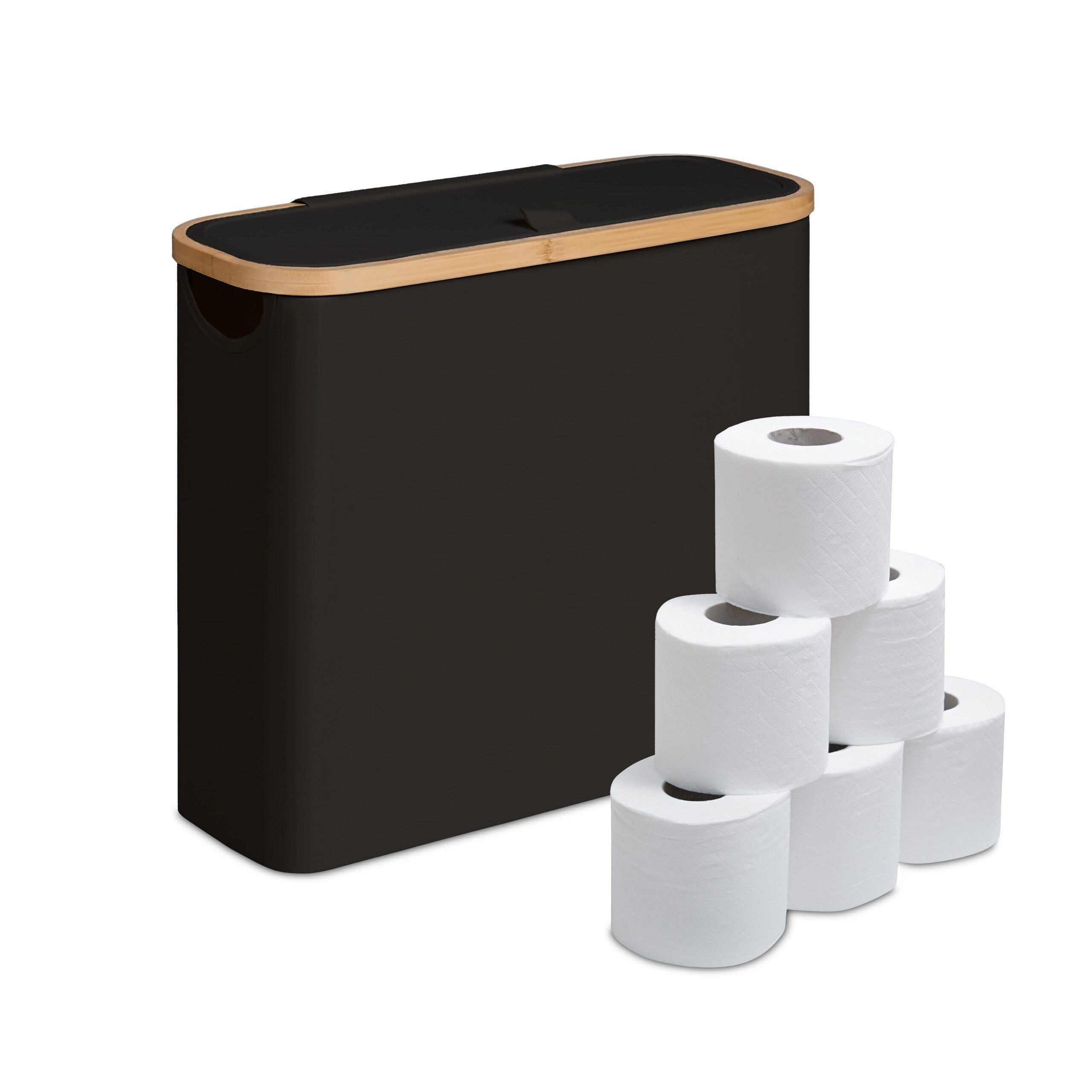 relaxdays Toiletten-Ersatzrollenhalter Toilettenpapier Aufbewahrung 12 Rollen, schwarz