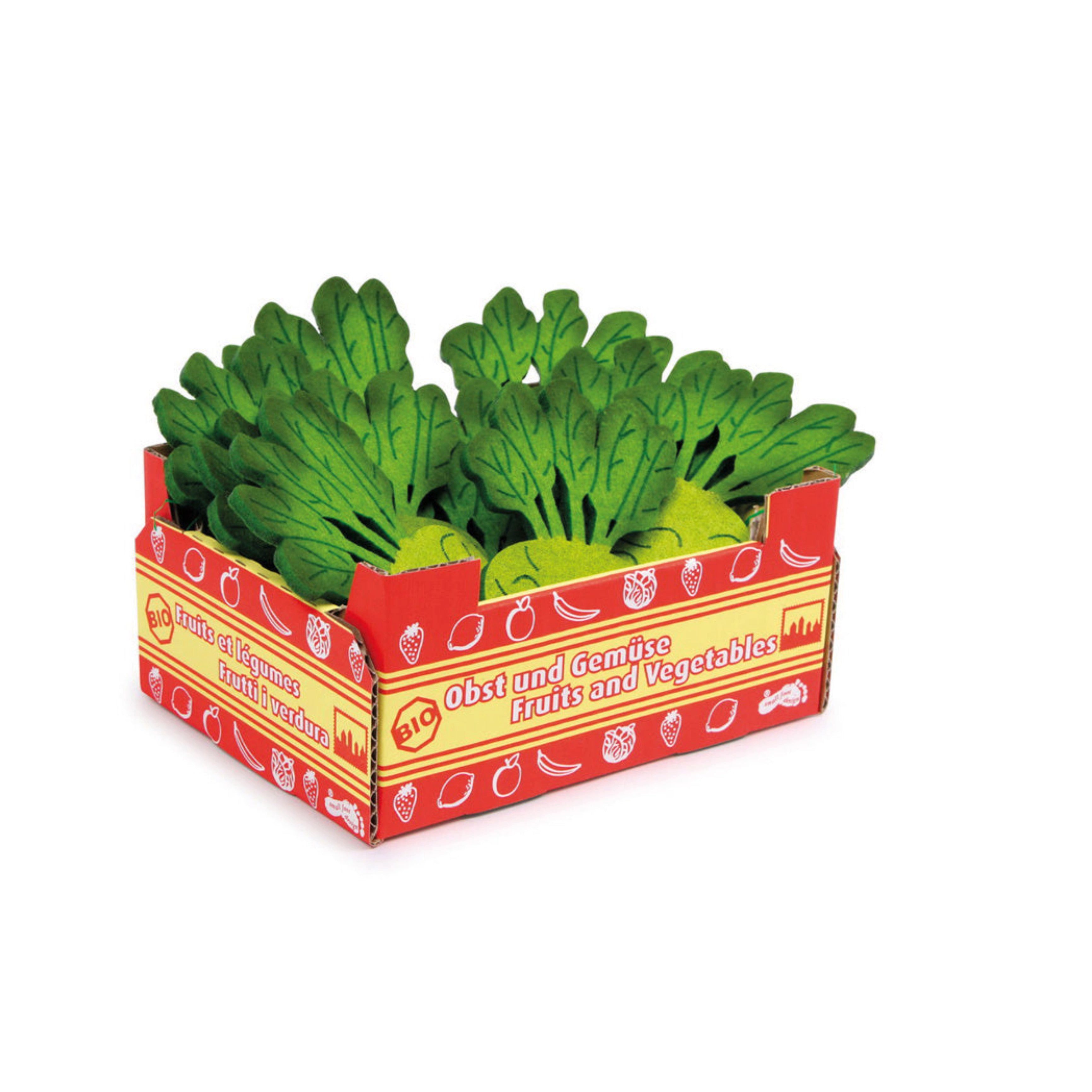 small foot GmbH & Co. KG Lernspielzeug Kiste mit 12x Kohlrabi aus Filz für Kinderküchen/Kinderkaufläden von s