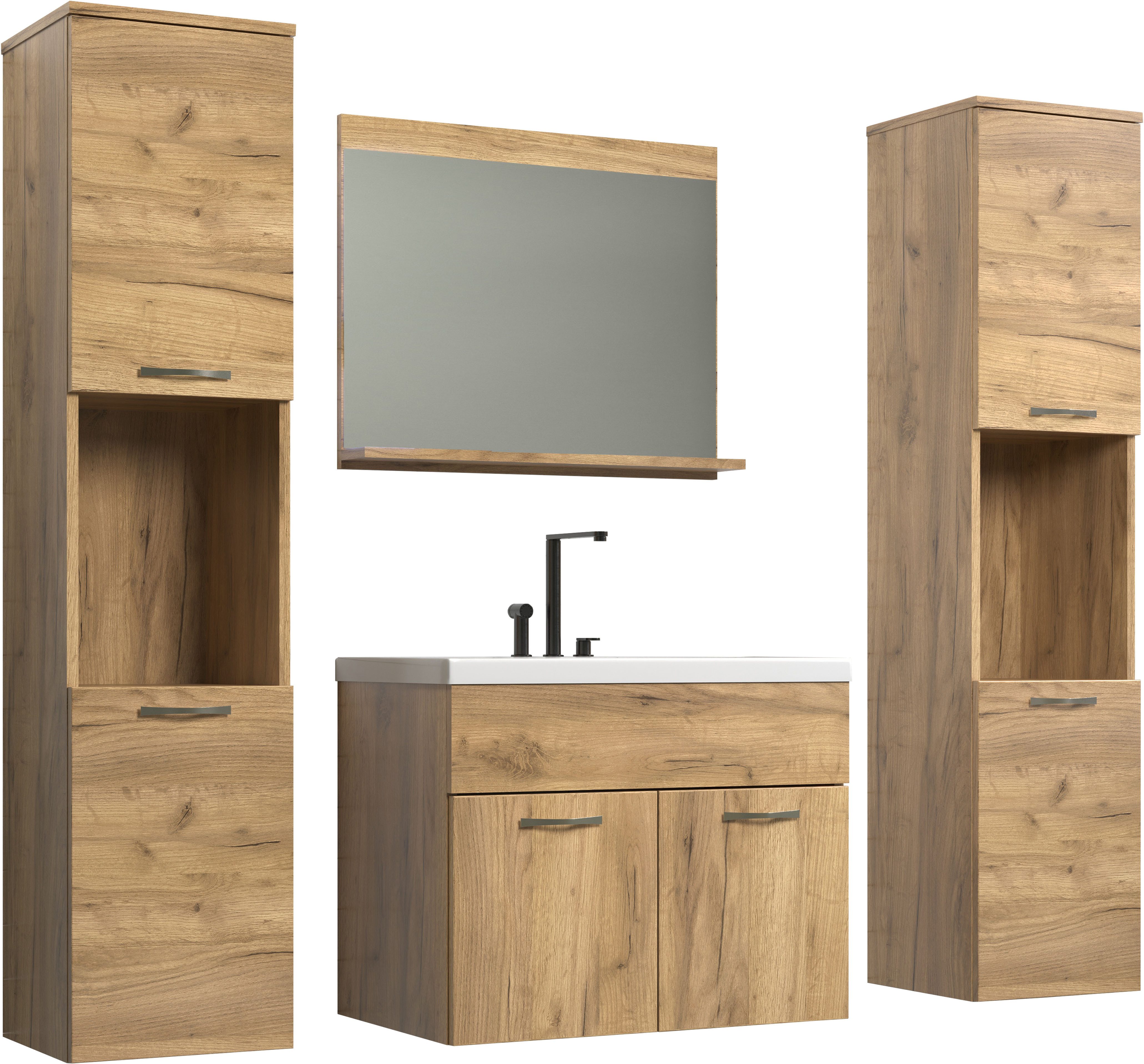 welltime Badezimmer-Set Kuba, (Komplett-Set, 4-St), Hängeschränke, Waschtis günstig online kaufen