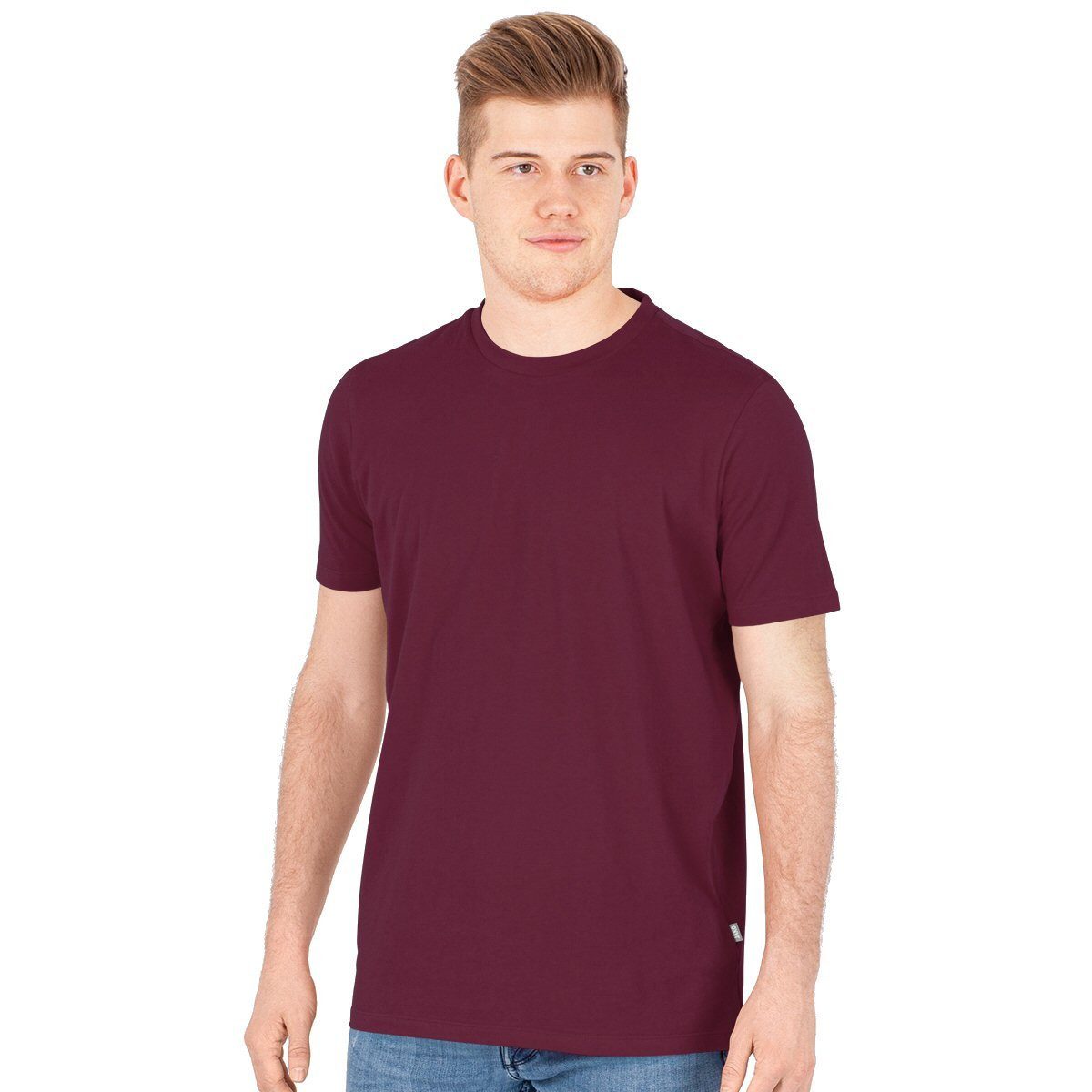 Jako T-Shirt Freizeit Doubletex (Polyester/Baumwolle) weinrot Herren
