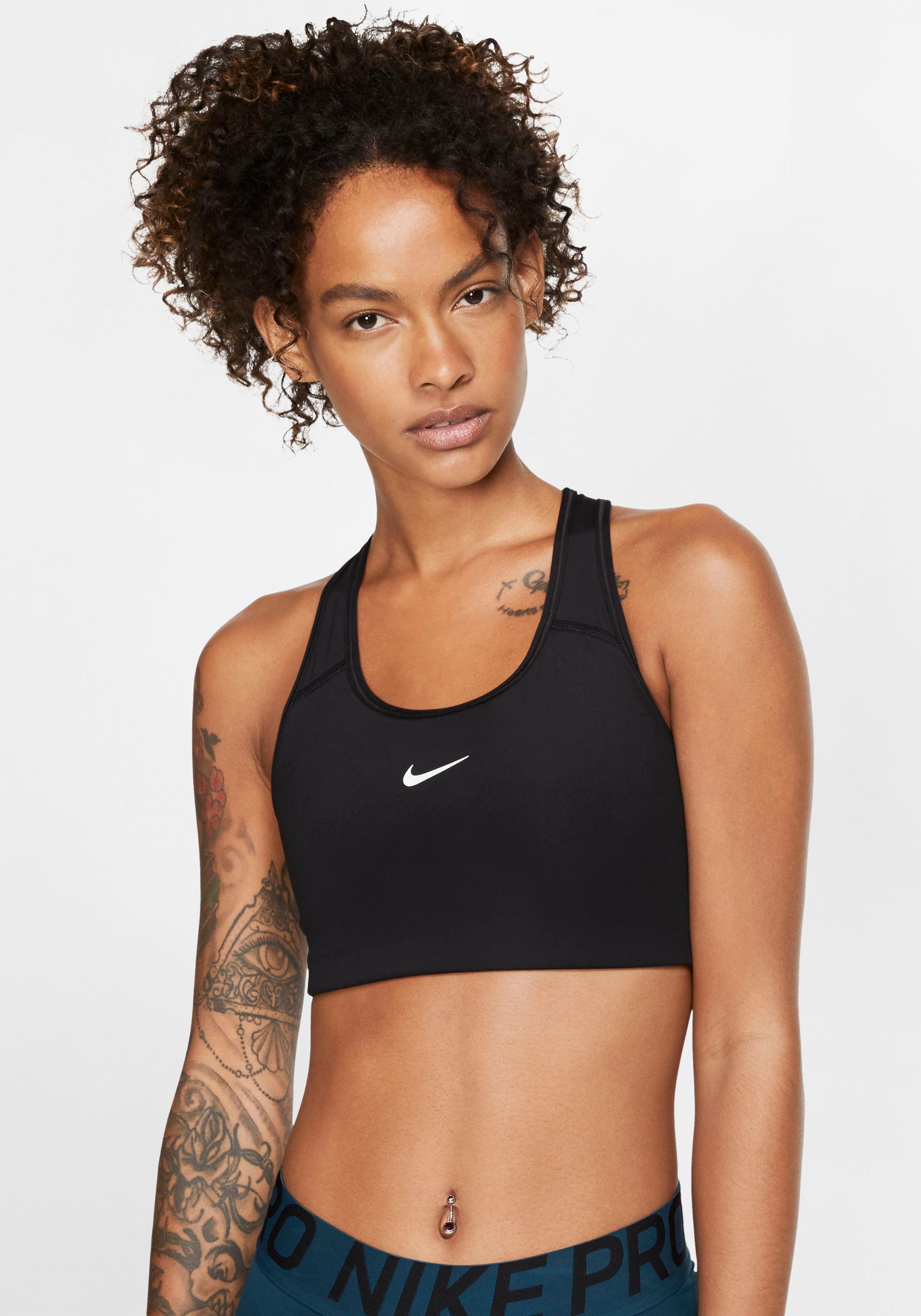 Nike Sport-BH Dri-FIT Swoosh Women's Medium-Support 1-Piece Pad Sports Bra schwarz
