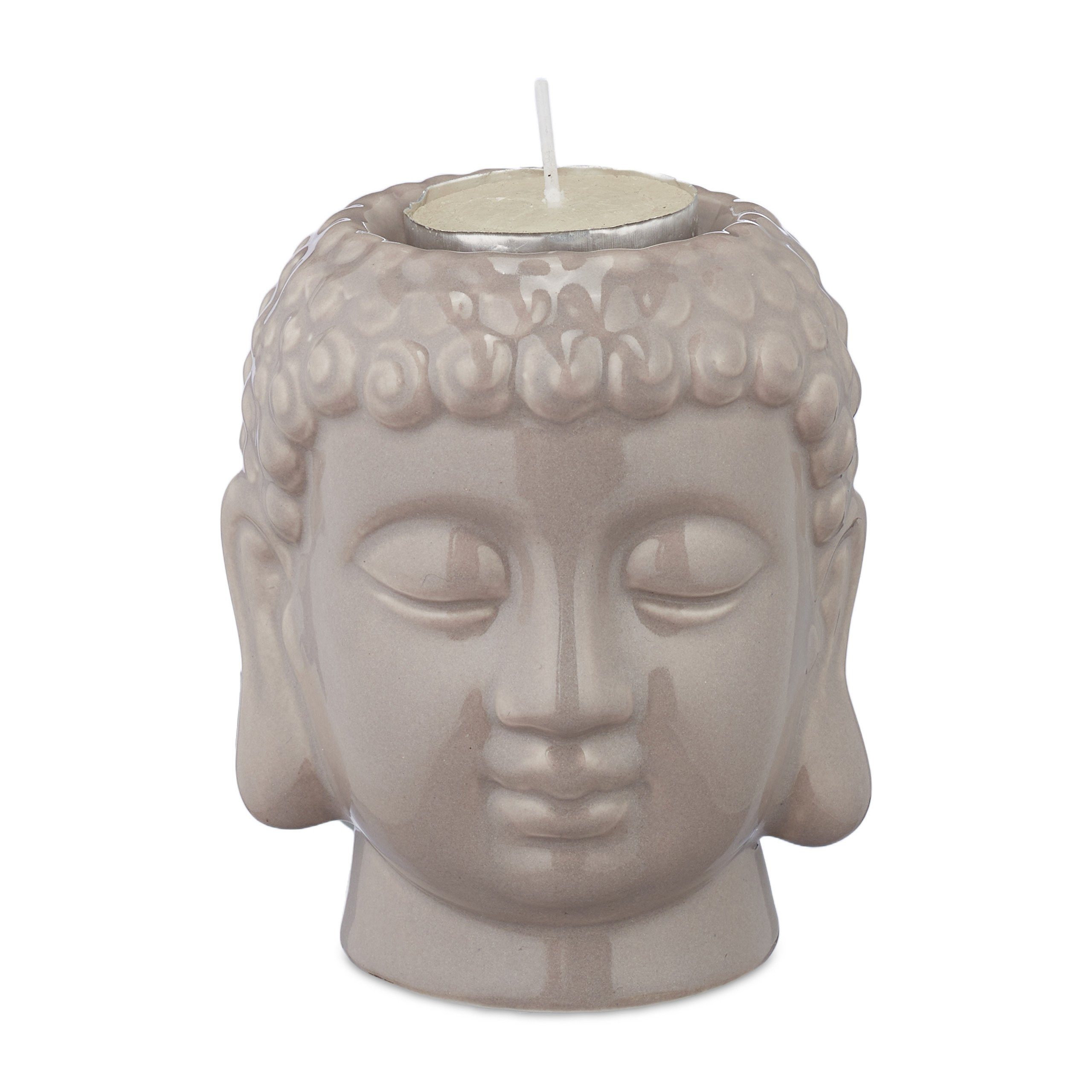 relaxdays Teelichthalter Buddha Teelichthalter