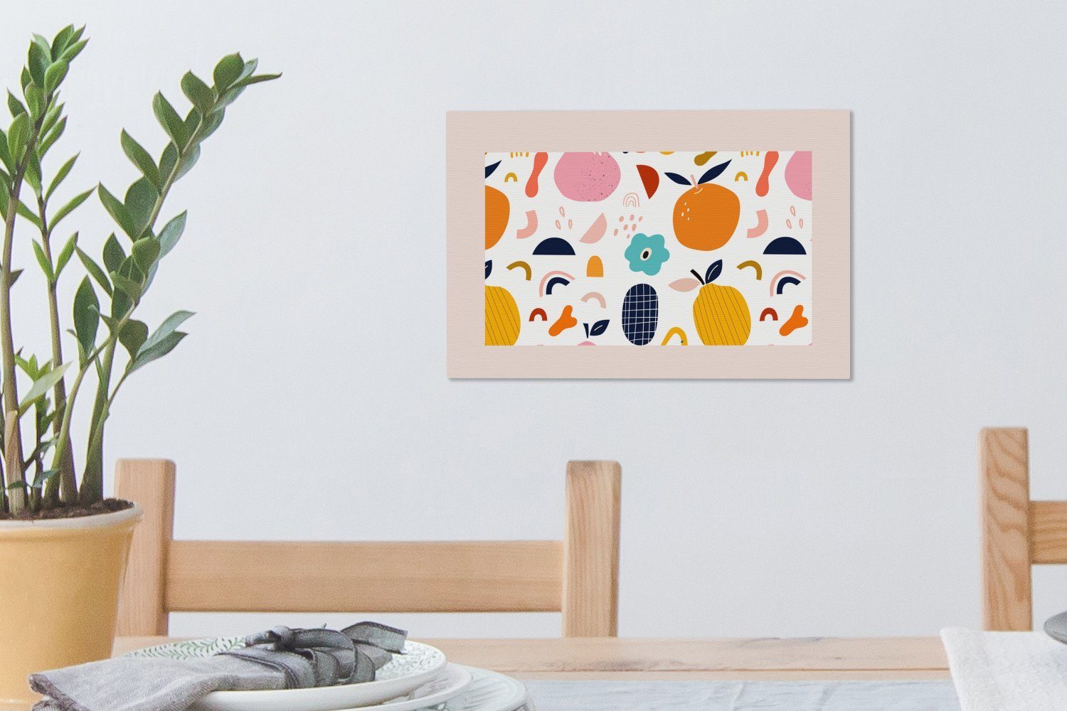 - Obst St), Blumen (1 - Aufhängefertig, Muster Wandbild Leinwandbild Rosa, cm OneMillionCanvasses® Wanddeko, Leinwandbilder, 30x20 - - Pastell