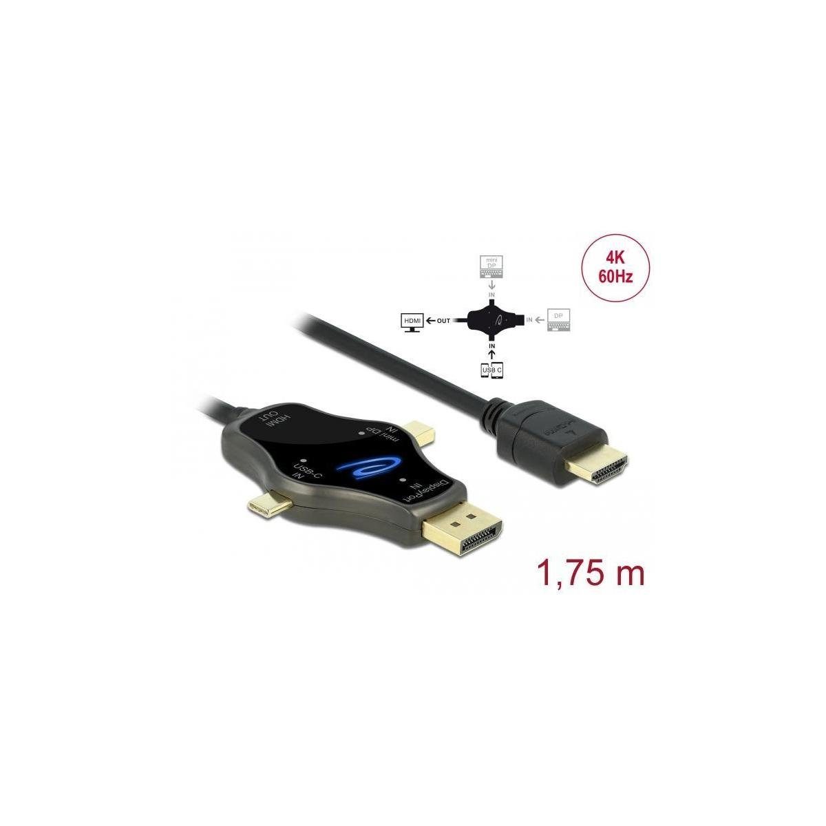 Delock 3 in 1 Monitorkabel mit USB-C/DisplayPort/mini... HDMI-Kabel, Display Port, DisplayPort (175,00 cm)