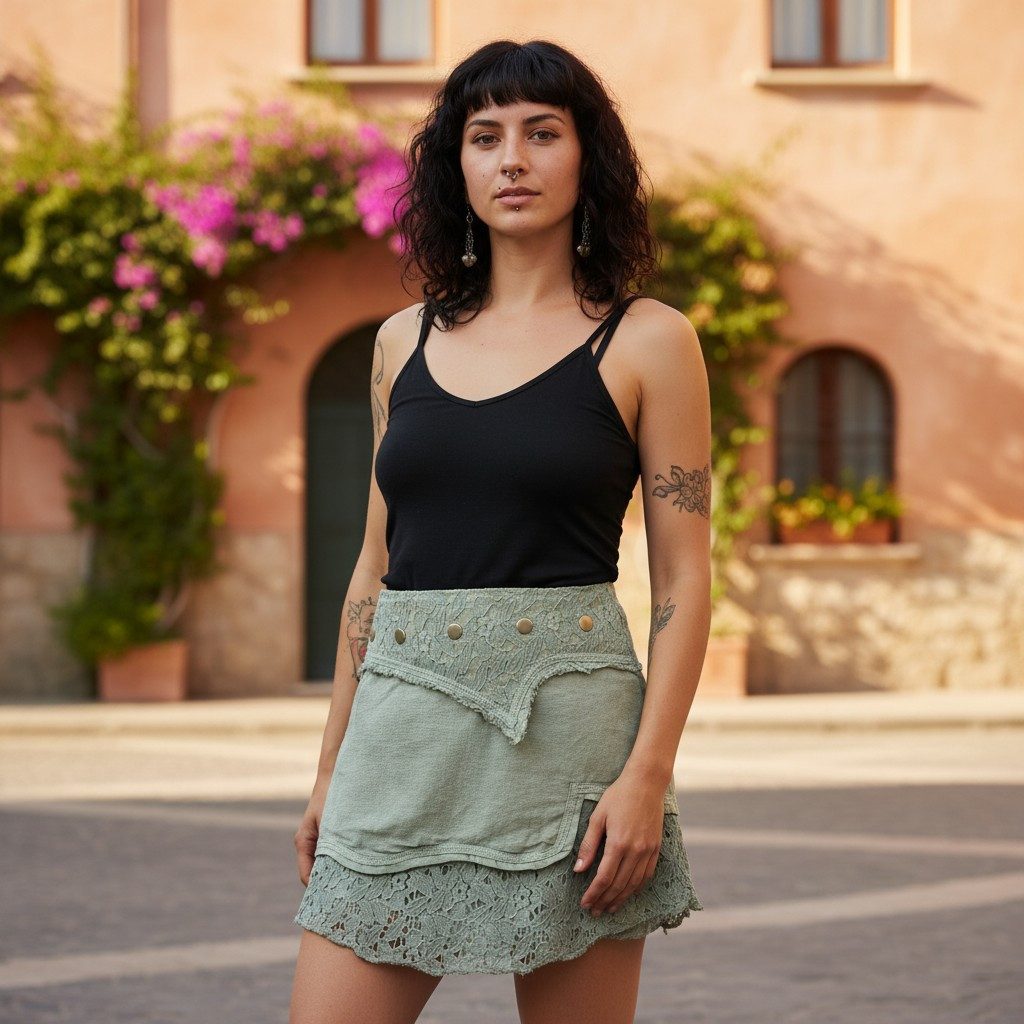 Guru-Shop Minirock Natürlicher Goa Sommerrock, Ethno Wickelrock.. alternati günstig online kaufen