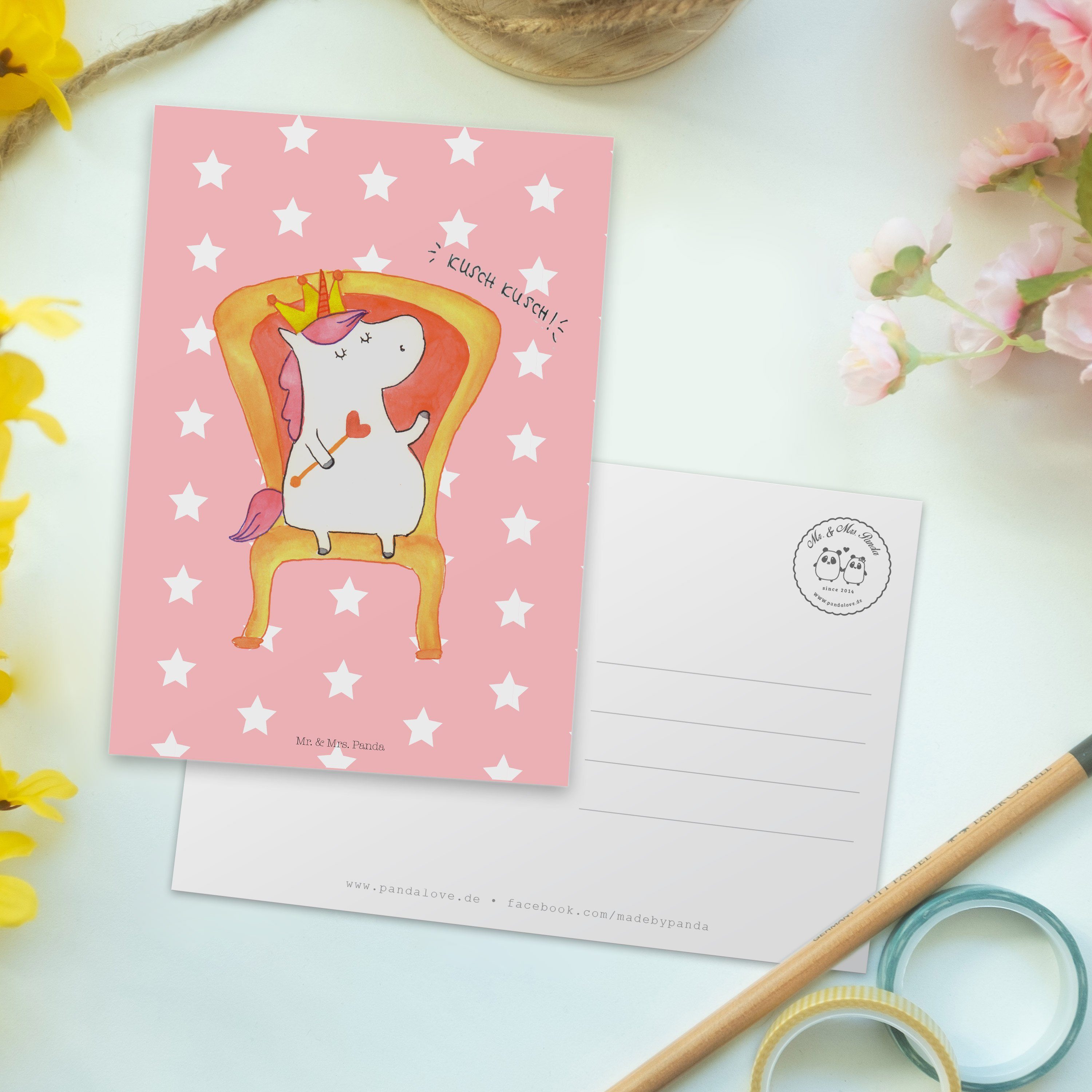 - - Postkarte Geschenk, Pastell Gru Panda Mr. & Einhorn Rot Geburtstagsgeschenk, Mrs. Prinzessin