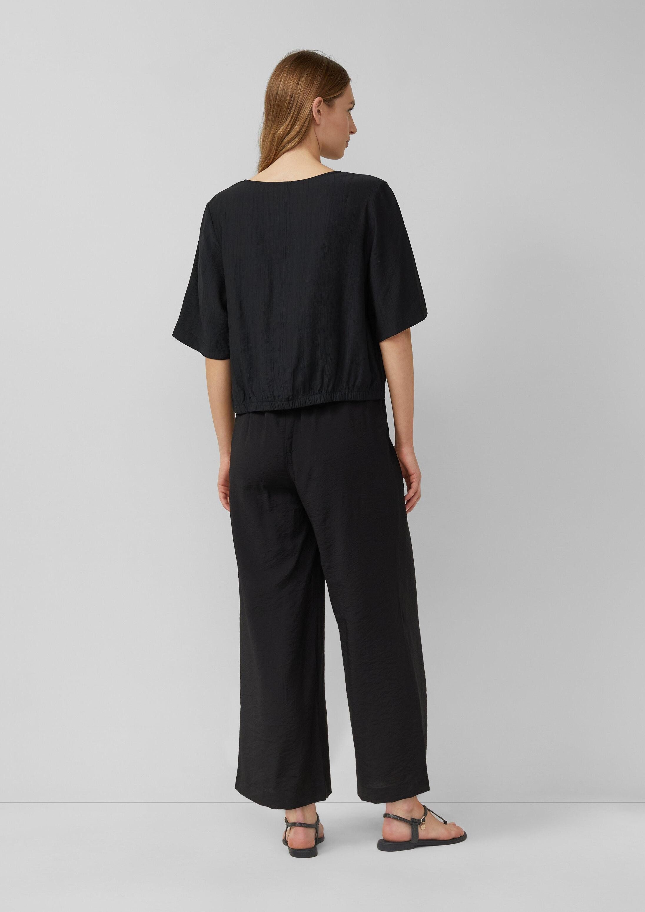 s.Oliver Kurzarmbluse Bluse Strukturierte Bluse im O-Shape