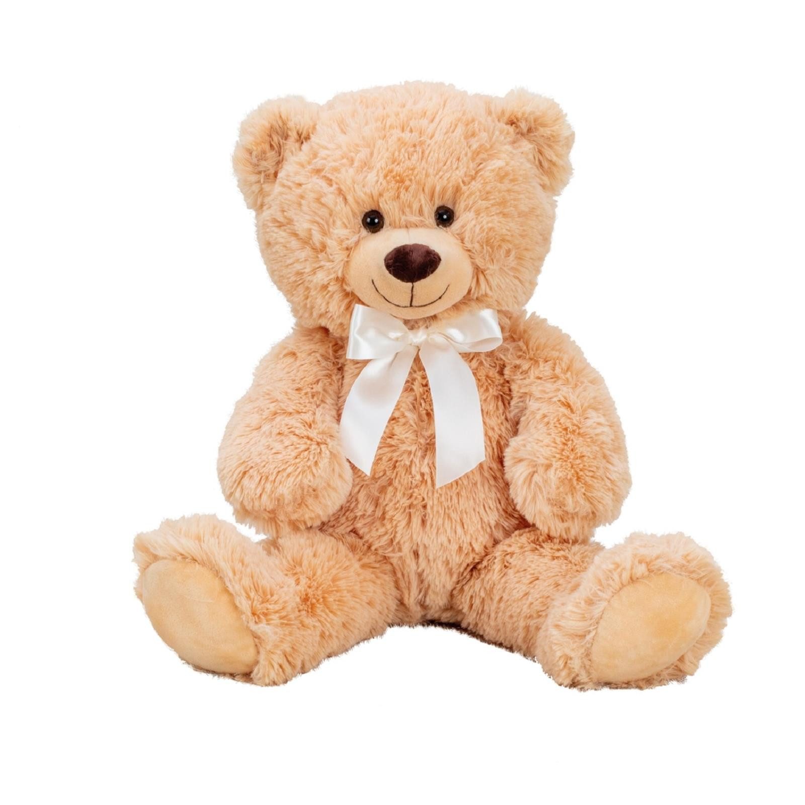 Geschenkestadl Kuscheltier Großer Teddybär 56 cm – kuscheliger Plüschbär mit Schleife weich, süß (Packung, 1-St., Plüschbär), Bär mit Knopfaugen