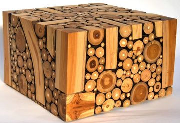 Brillibrum Beistelltisch Baumscheibentisch Mischholz Naturholz Beistelltisch Teak Holz