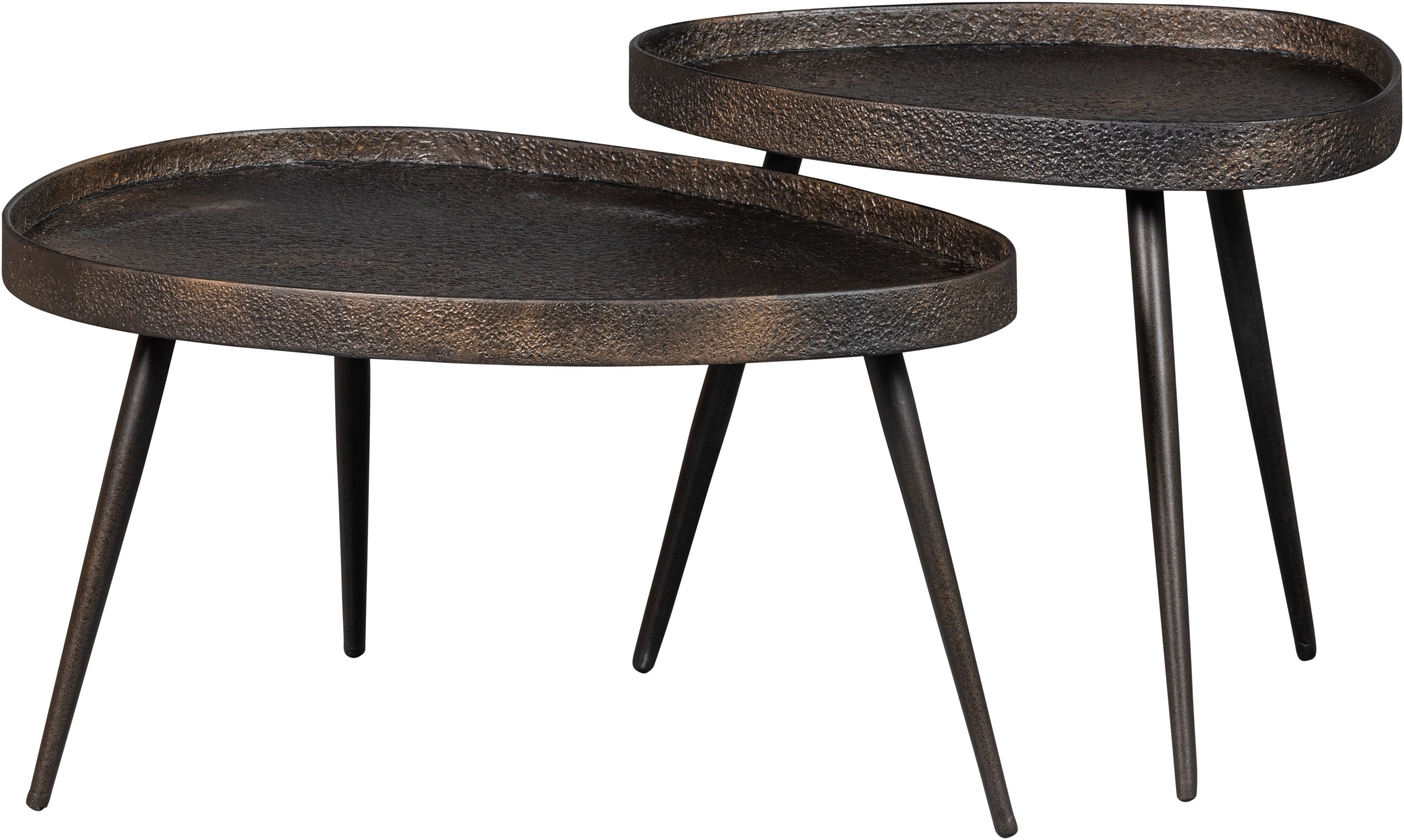 WOOOD Beistelltisch Crude mit Multiplex-Zinkbeschichtung und Metallbeinen 71 x 52 x 39 cm (Set, 2-St), 2er-Set, unterschiedliche Größen im Set, Tragkraft je 15 kg
