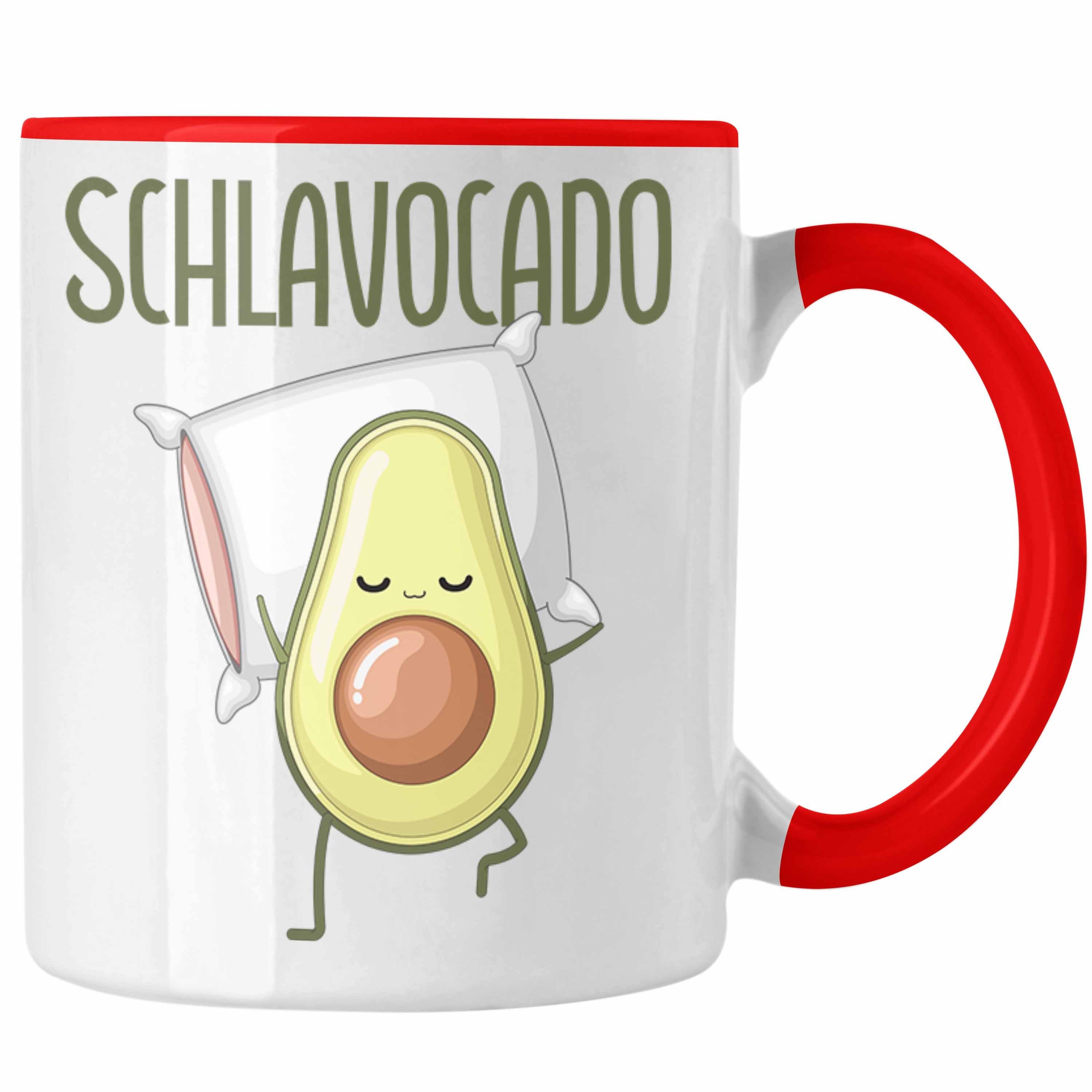 Trendation Tasse Lustige Tasse Avocado-Motiv Geschenk Mittagsschlaf-Liebhaber Nap Rot
